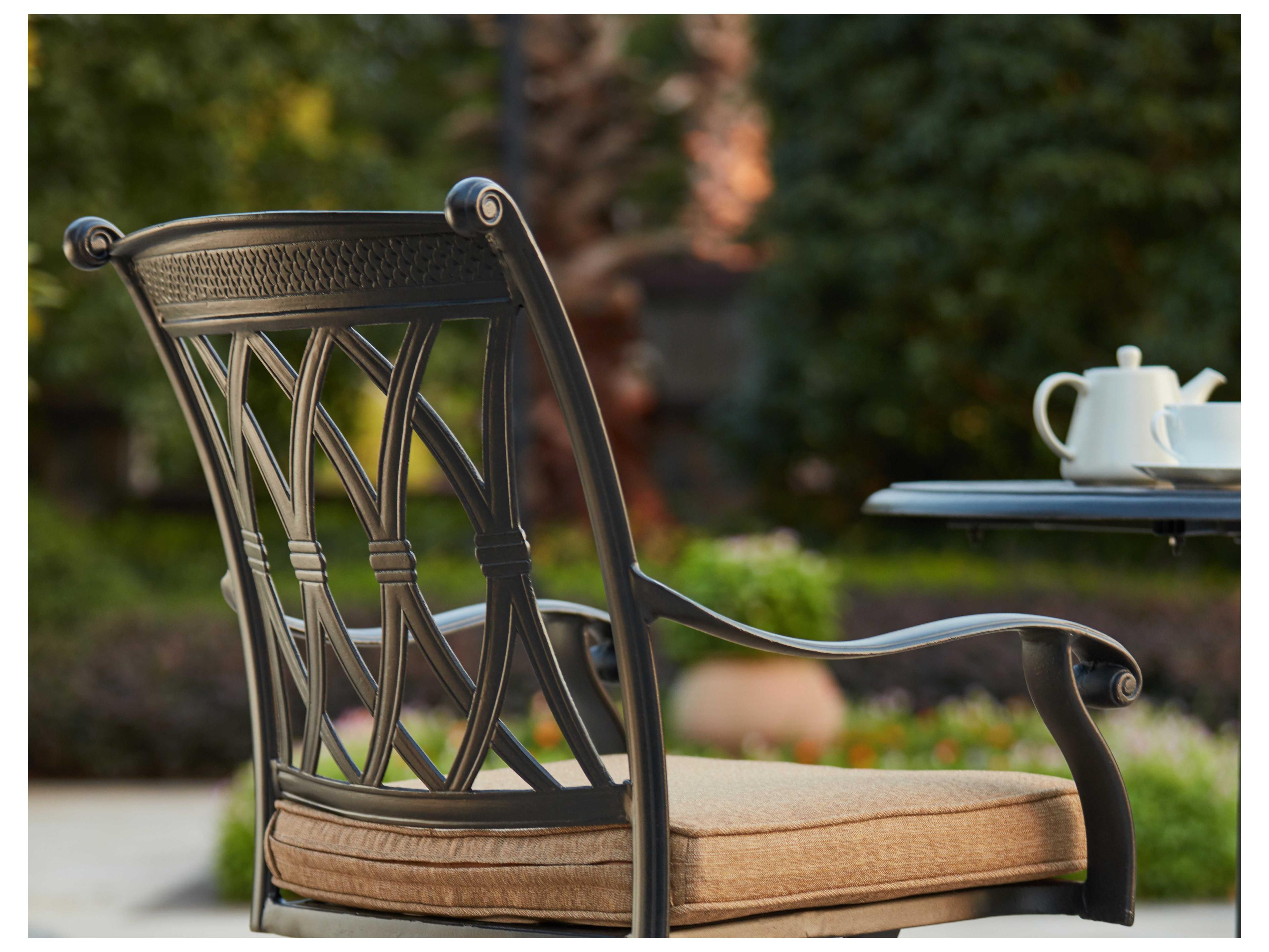 Darlee Outdoor Living Capri Cast Aluminum 9- Piece Dining Set with 71 Inch Round Dining Table in Antique Bronze