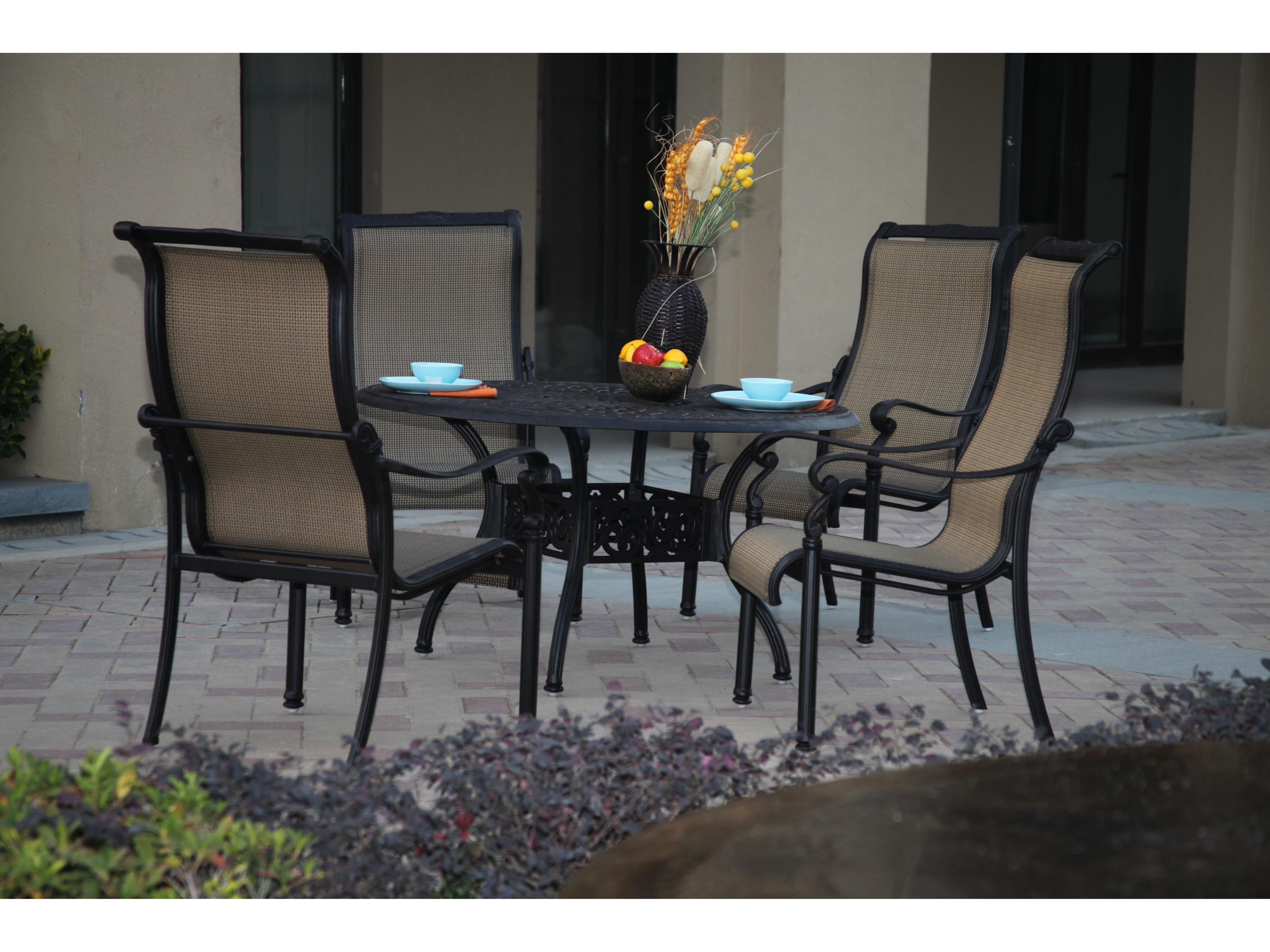 Monterey Cast Aluminum 5-Piece Dining Set with 48'' Round Dining Table