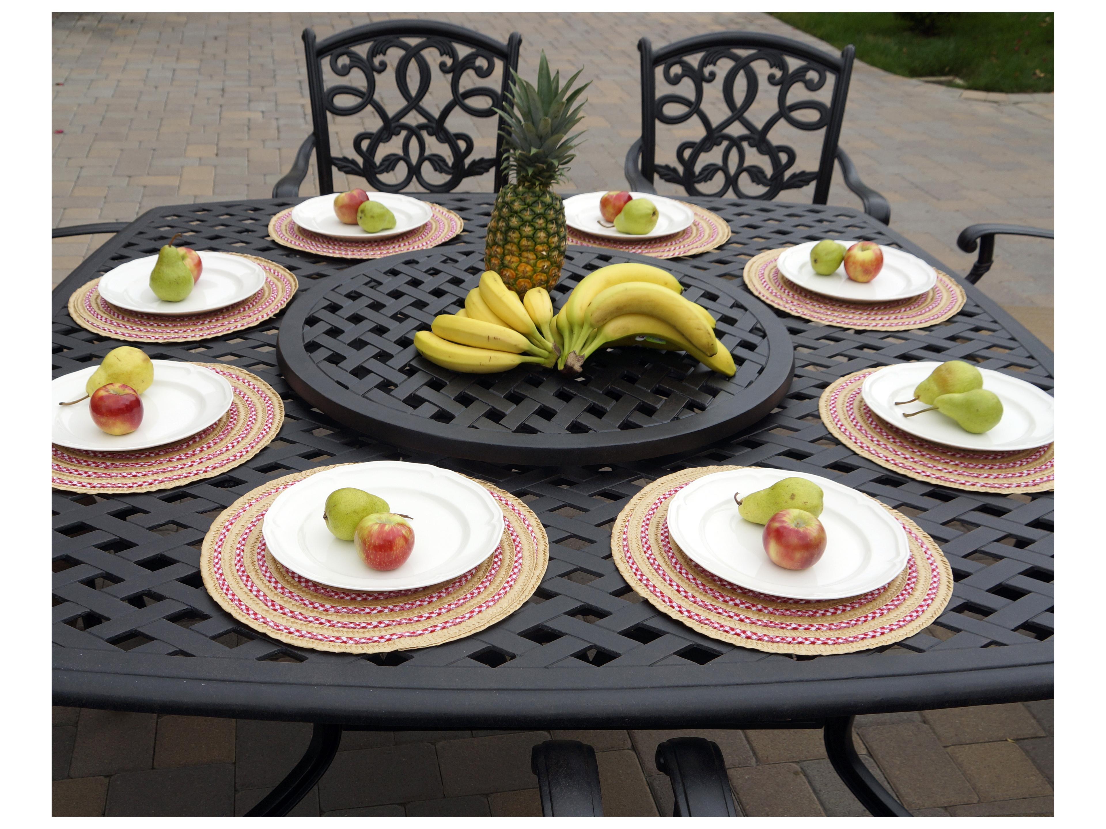 Darlee Outdoor Living Santa Monica Cast Aluminum 10-Piece Dining Set with Cushions and 64'' Square Dining Table and Lazy Susan