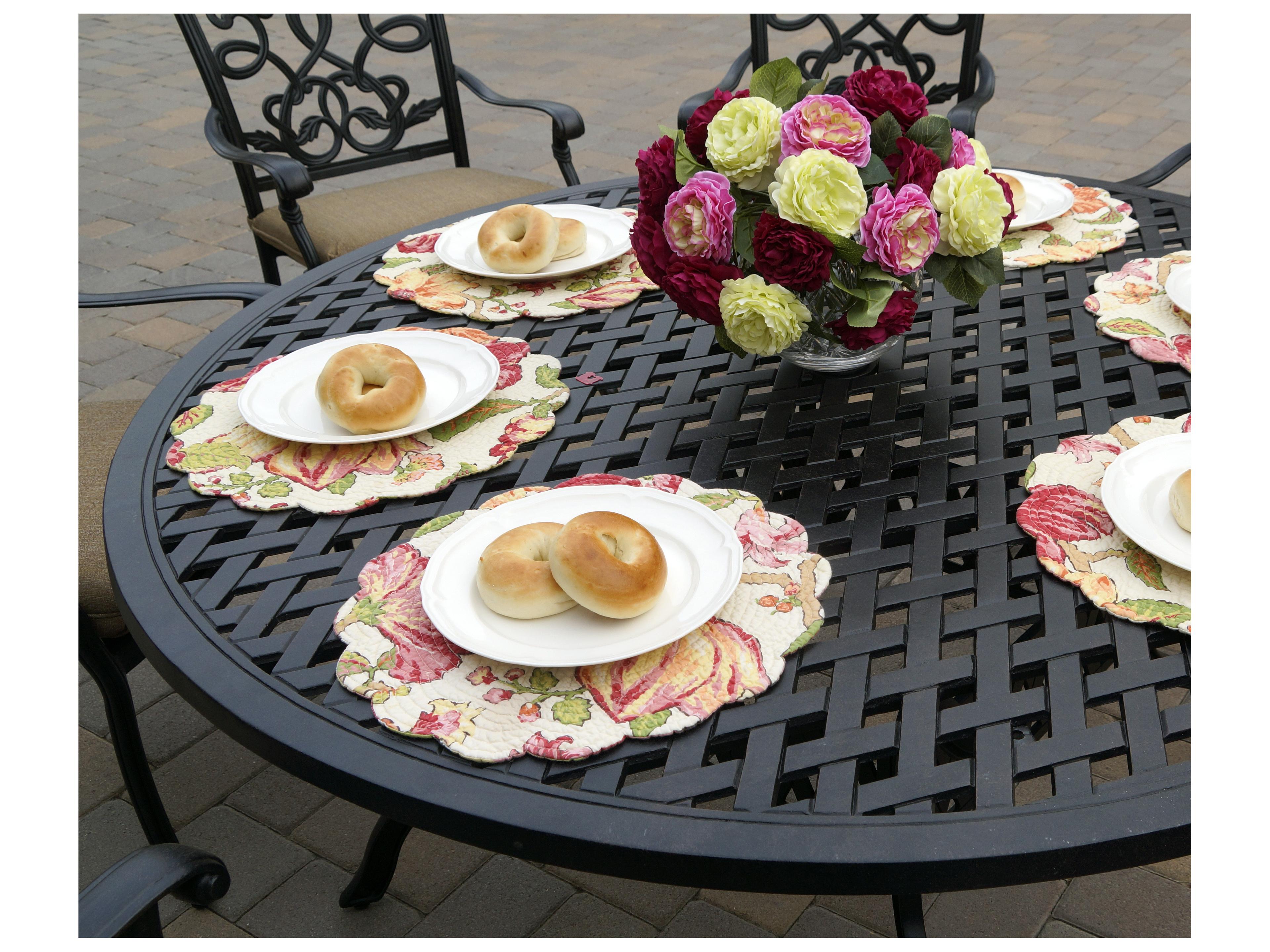 Darlee Outdoor Living Santa Monica Cast Aluminum 8-Piece Dining Set with Cushions and 60'' Round Dining Table and Lazy Susan