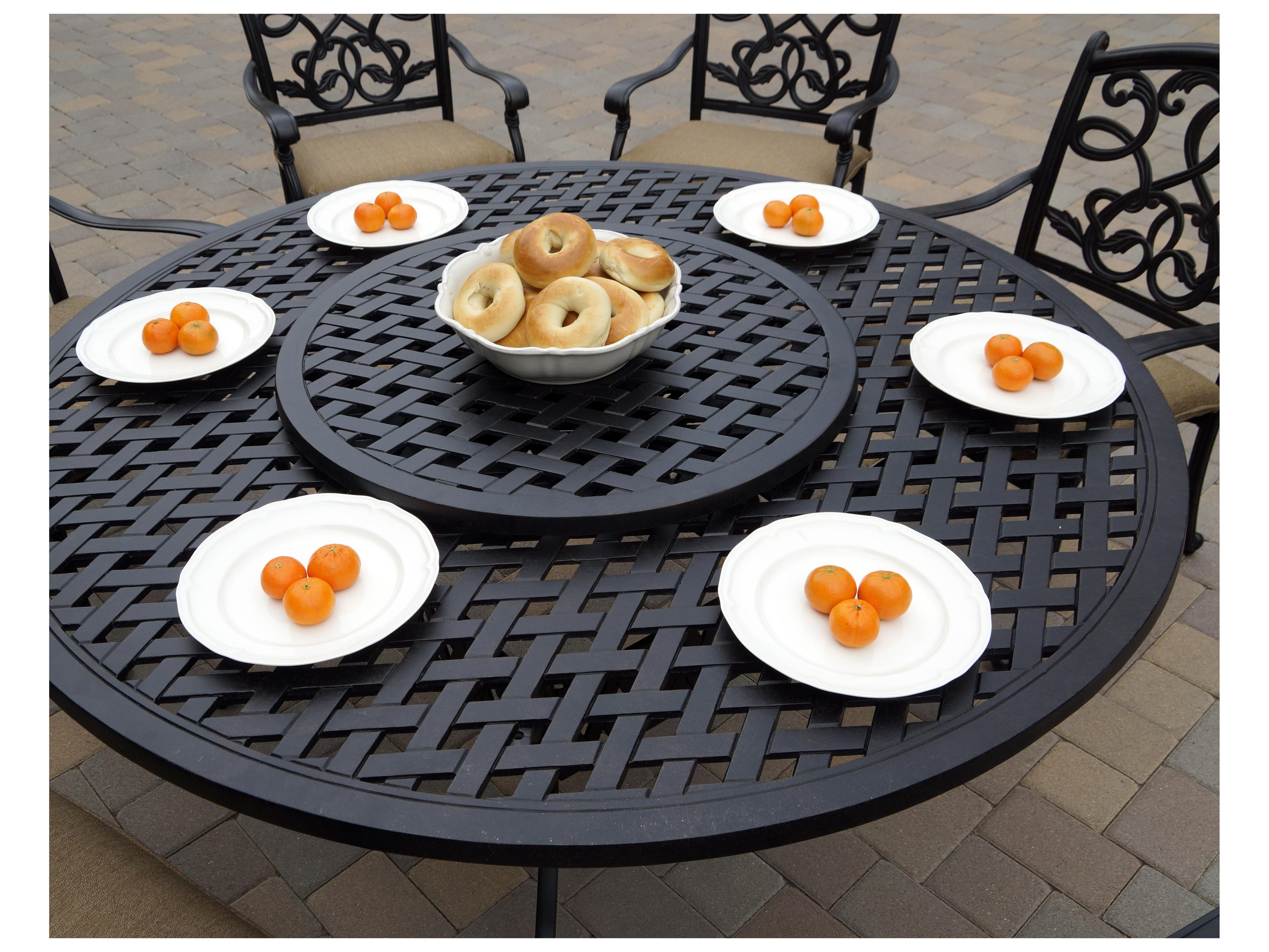 Darlee Outdoor Living Santa Monica Cast Aluminum 8-Piece Dining Set with Cushions and 60'' Round Dining Table and Lazy Susan