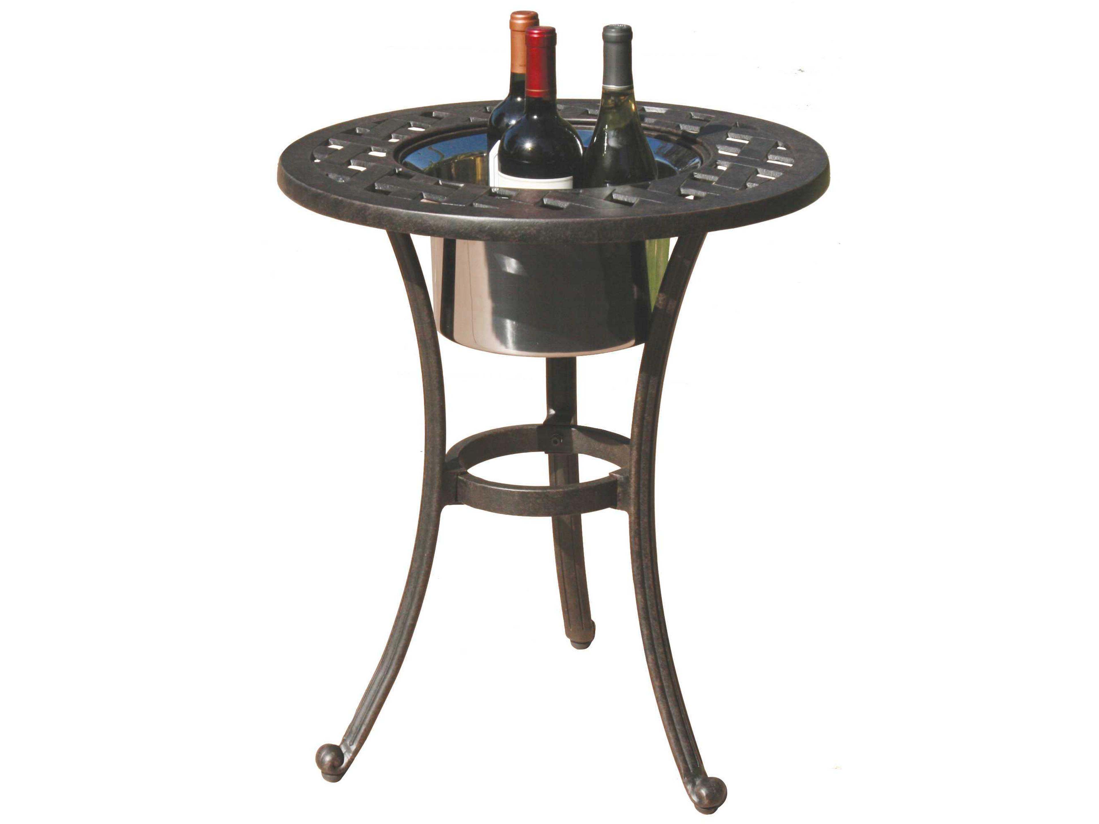 Darlee Outdoor Living Series Cast Aluminum Antique Bronze Round End Table with Ice Bucket