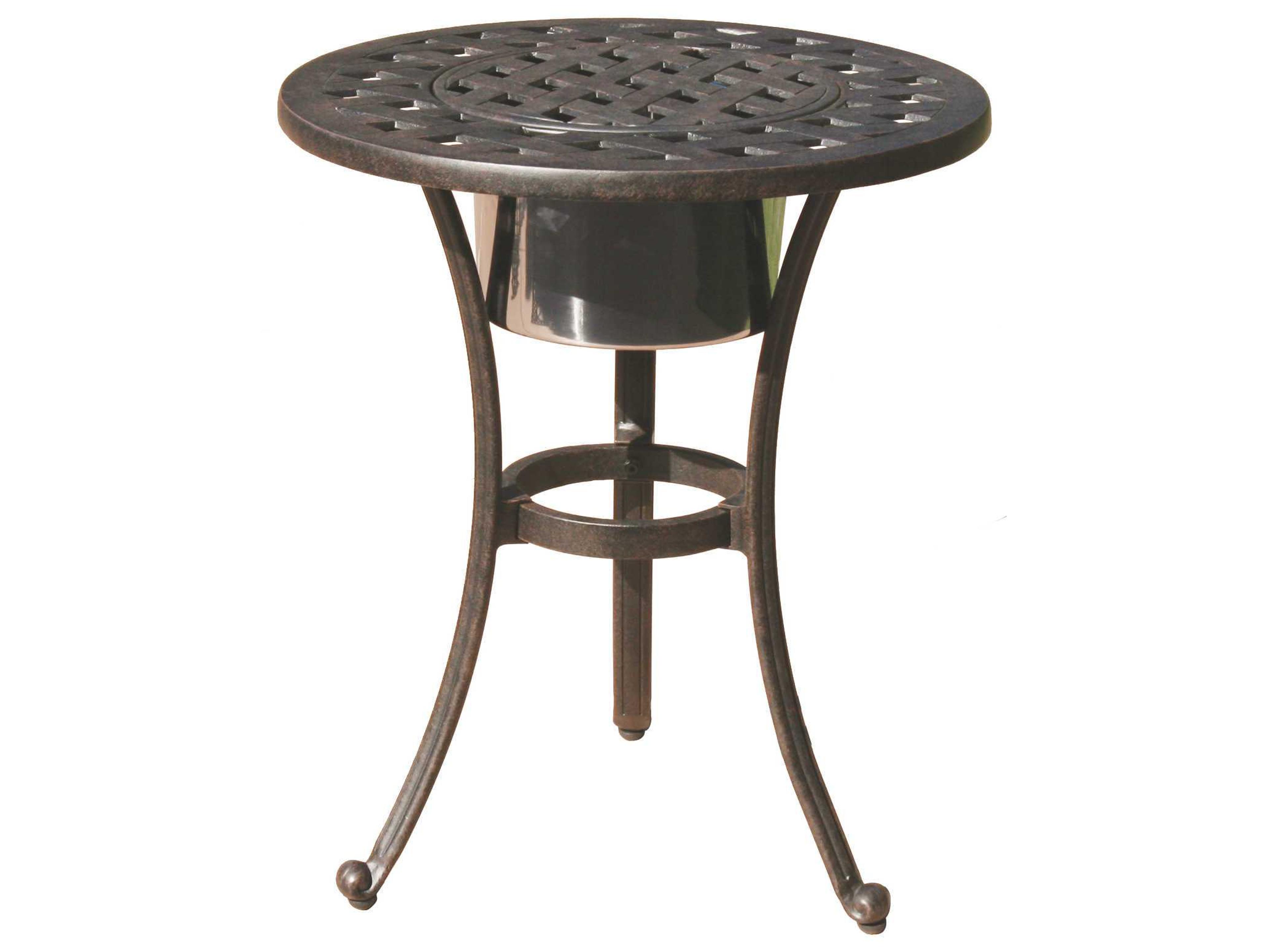 Series Cast Aluminum Antique Bronze Round End Table with Ice Bucket