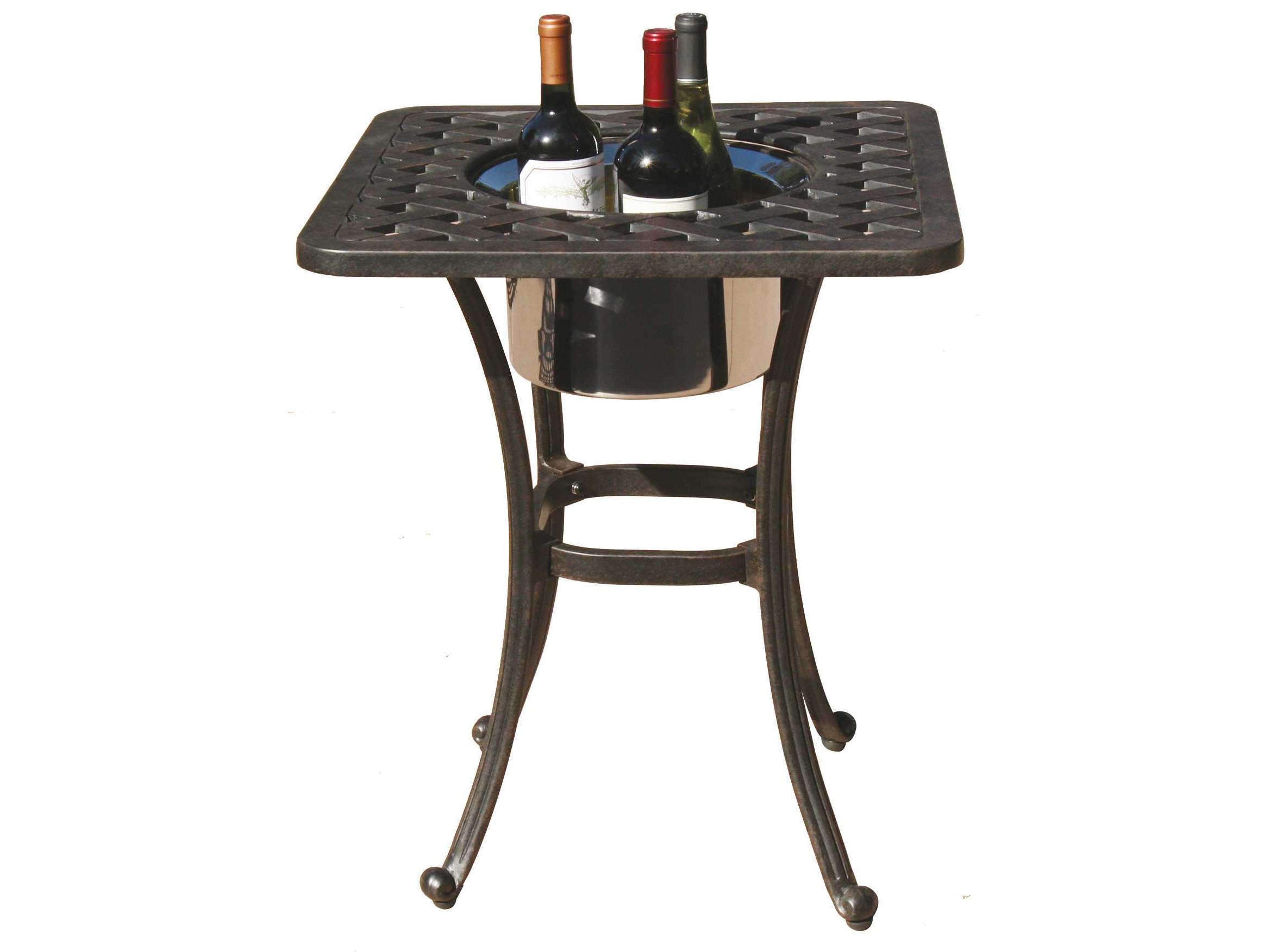 Darlee Outdoor Living Series Cas -Aluminum Antique Bronze Square End Table with Ice Bucket