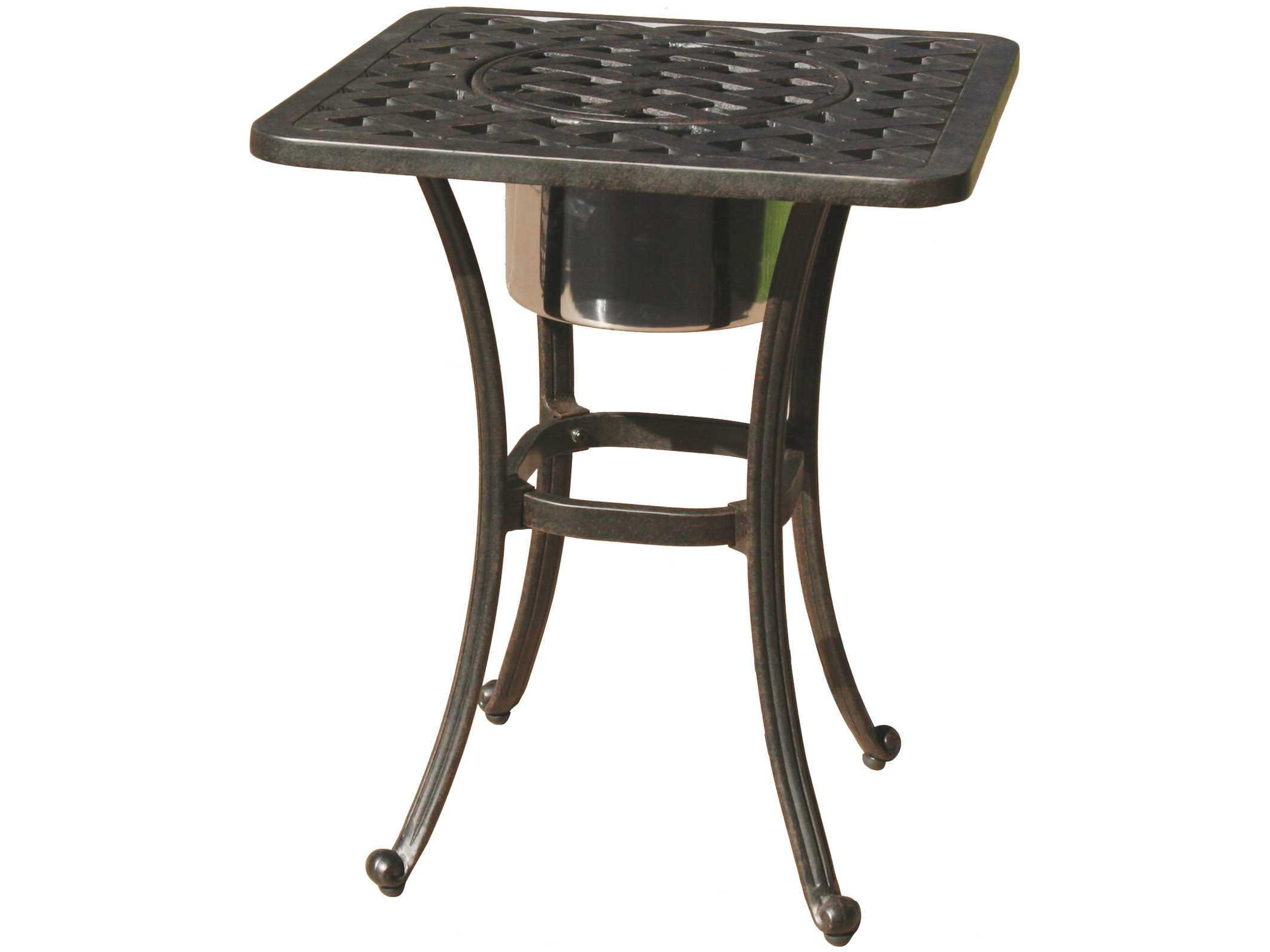 Series Cas -Aluminum Antique Bronze Square End Table with Ice Bucket
