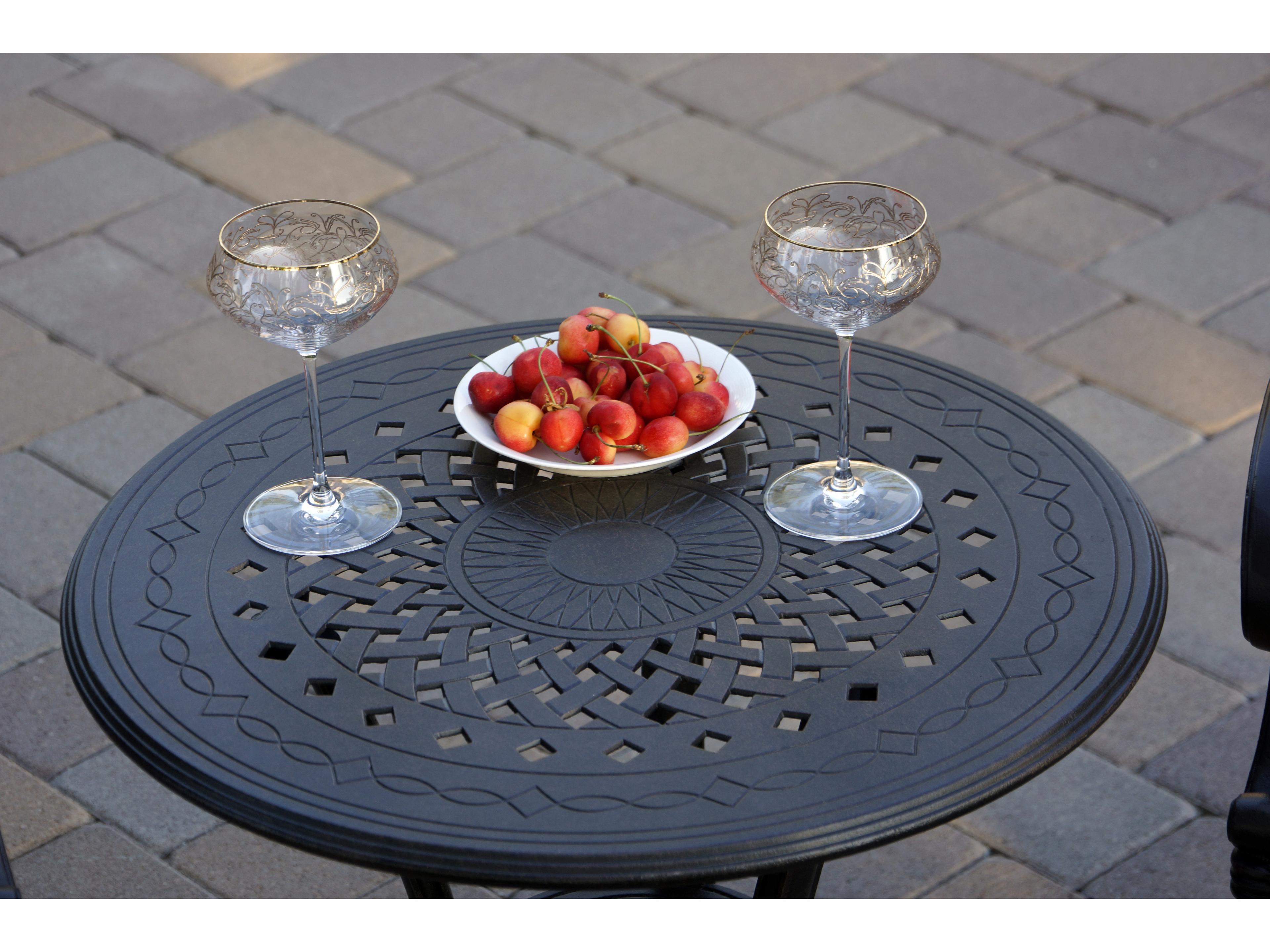 Darlee Outdoor Living Elisabeth Cast Aluminum 3-Piece Patio Chaise Lounge Set with Cushions and 22'' Round End Table