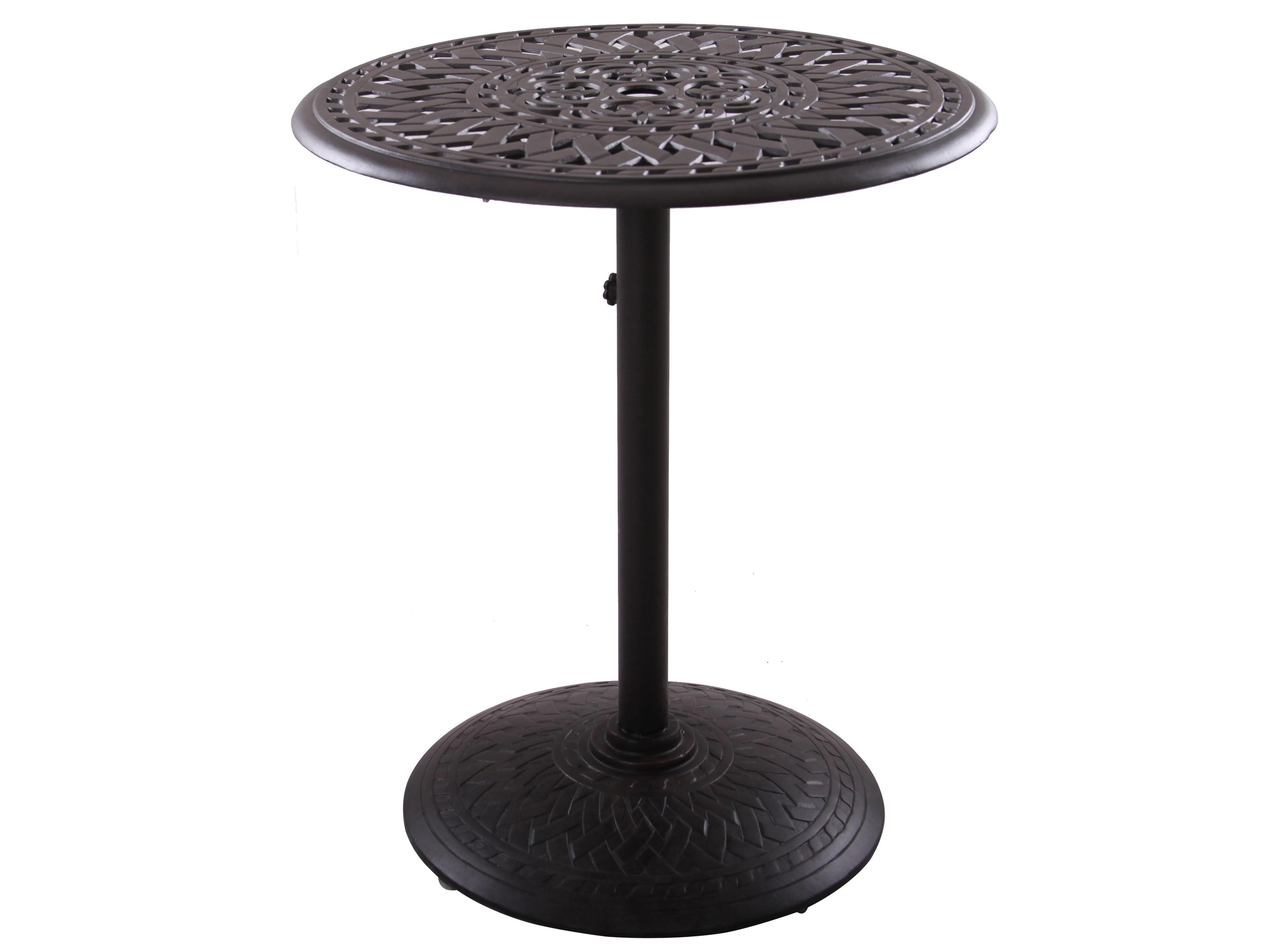 Darlee Outdoor Living Elisabeth Cast Aluminum 3-Piece Counter Height Set with Cushions and 30'' Series 60 Round Pedestal Counter Table