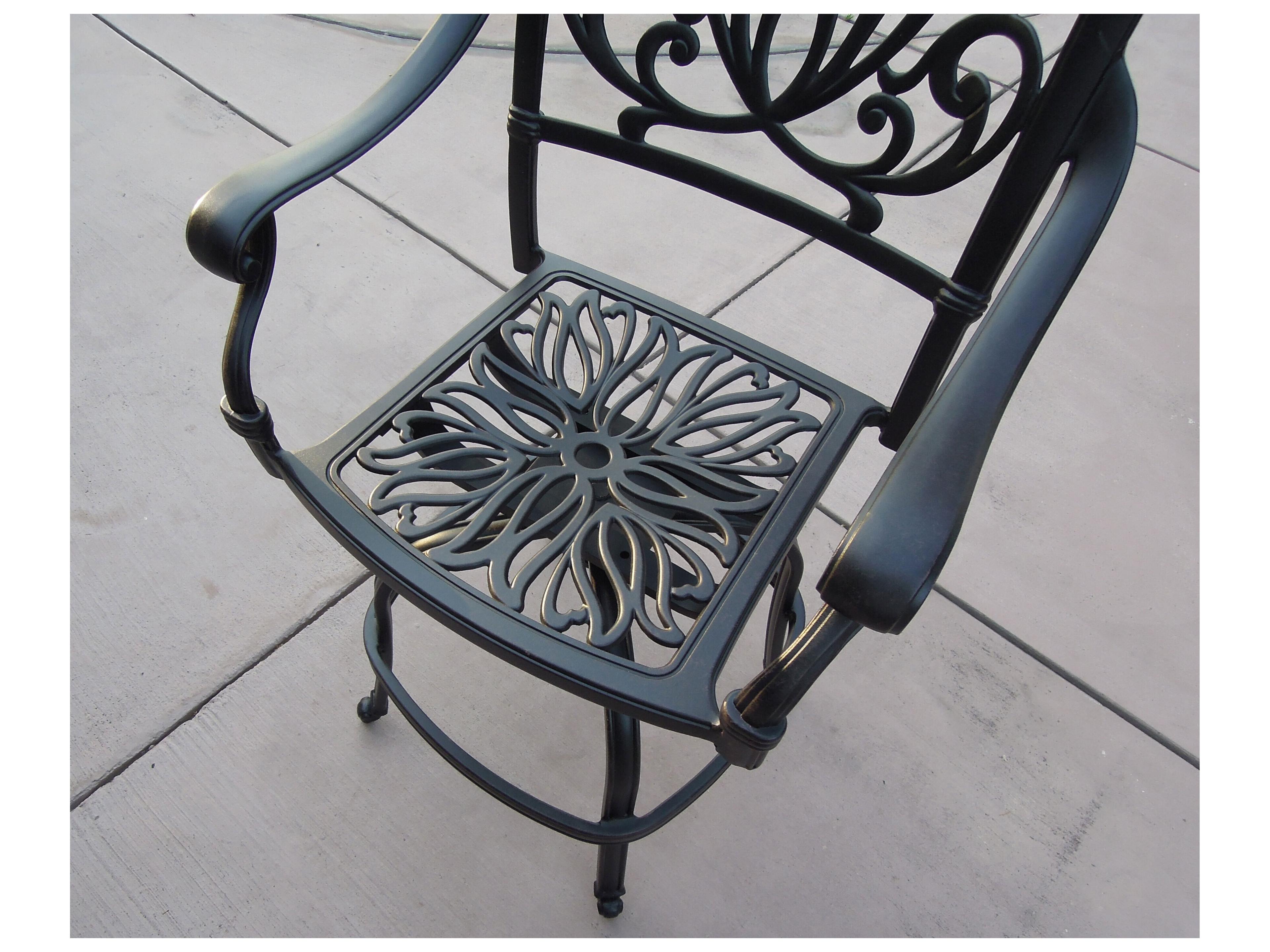 Darlee Outdoor Living Elisabeth Cast Aluminum 3-Piece Counter Height Set with Cushions and 30'' Series 60 Round Pedestal Counter Table