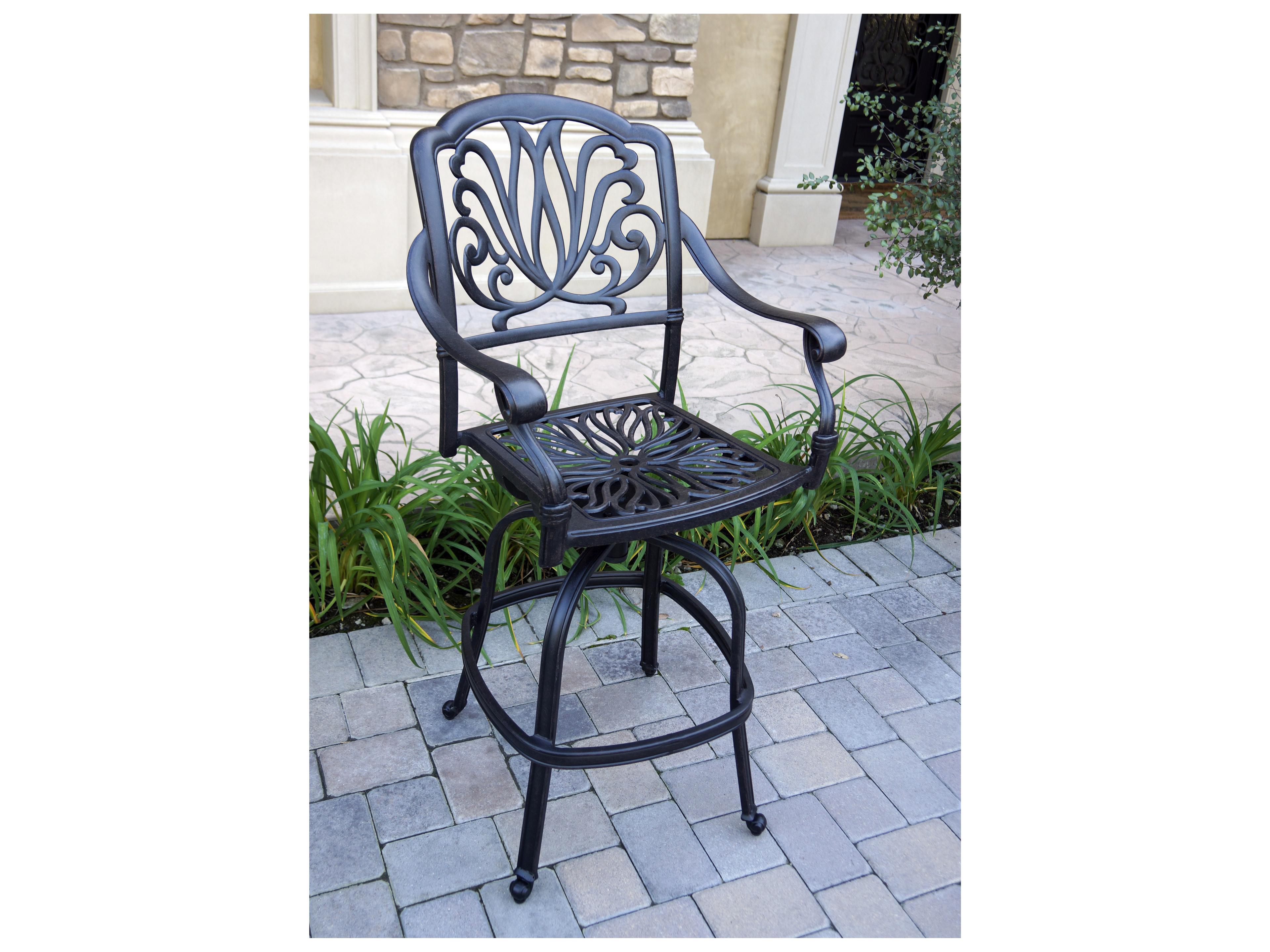 Darlee Outdoor Living Elisabeth Cast Aluminum 5-Piece Bar Set with Cushions and 42'' Round Pedestal Bar Table