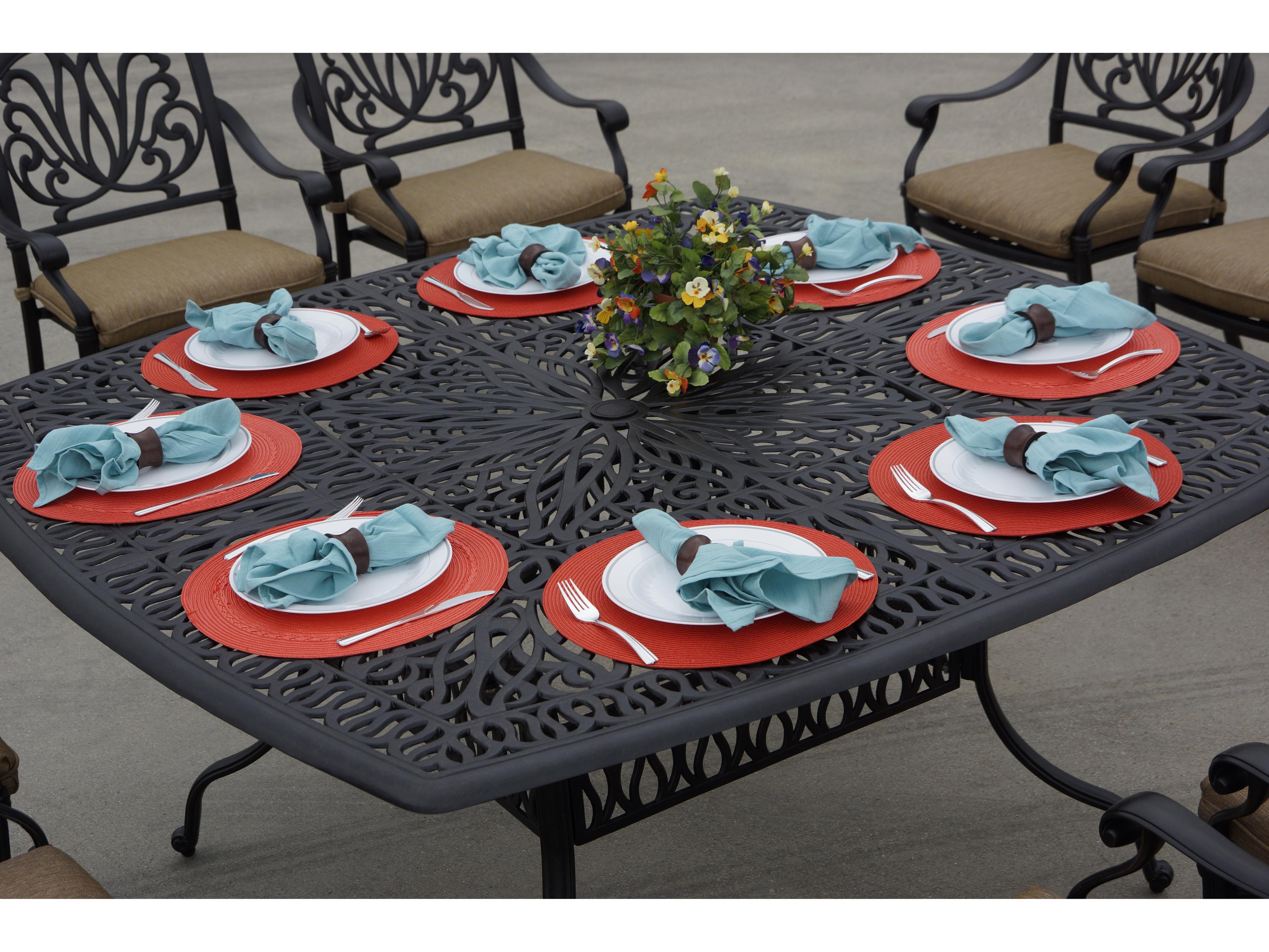 Darlee Outdoor Living Elisabeth Cast Aluminum 9-Piece Dining Set with Cushions and 64'' Square Dining Table