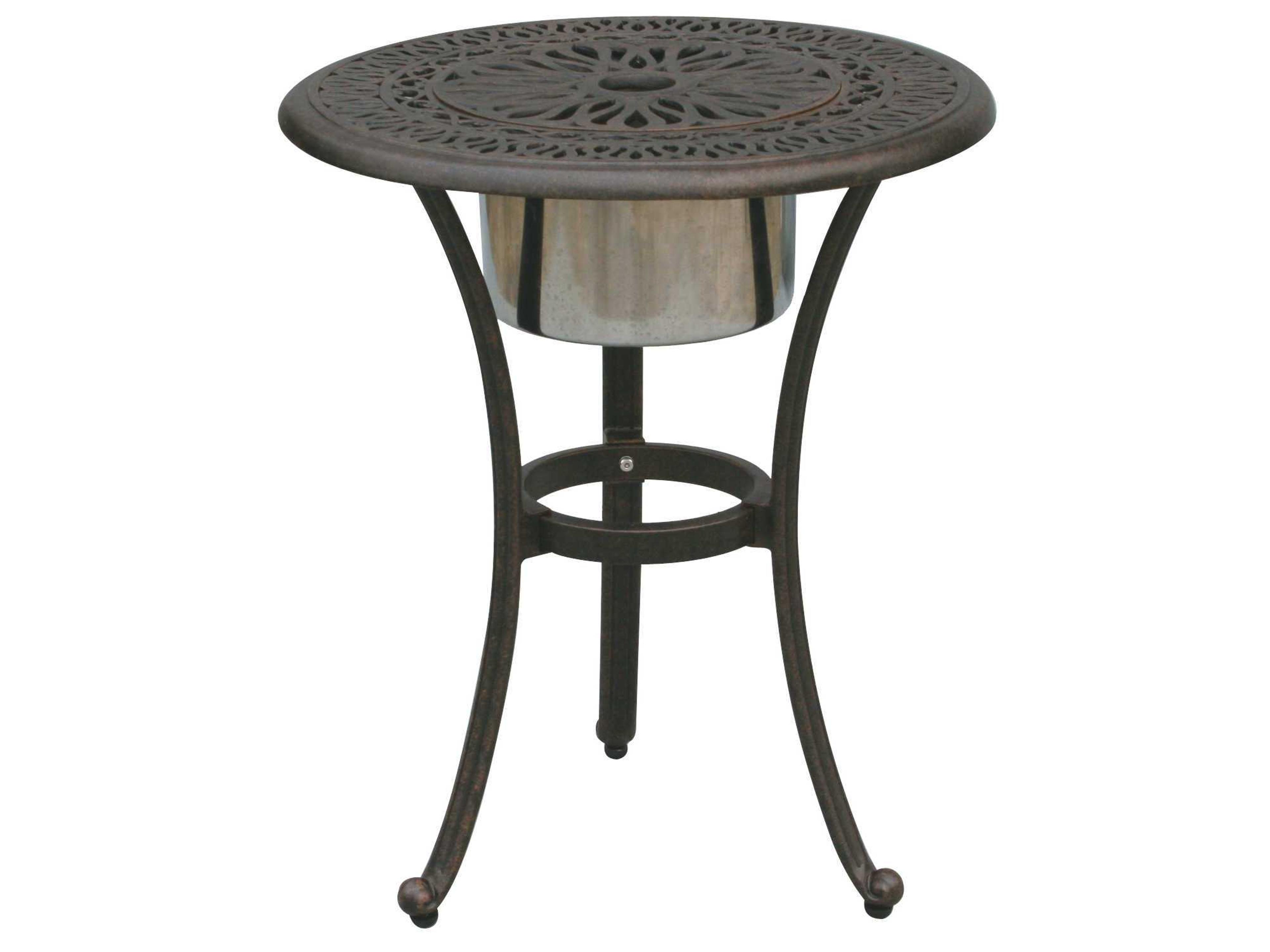 Elisabeth Cast Aluminum Antique Bronze Round End Table with Ice Bucket