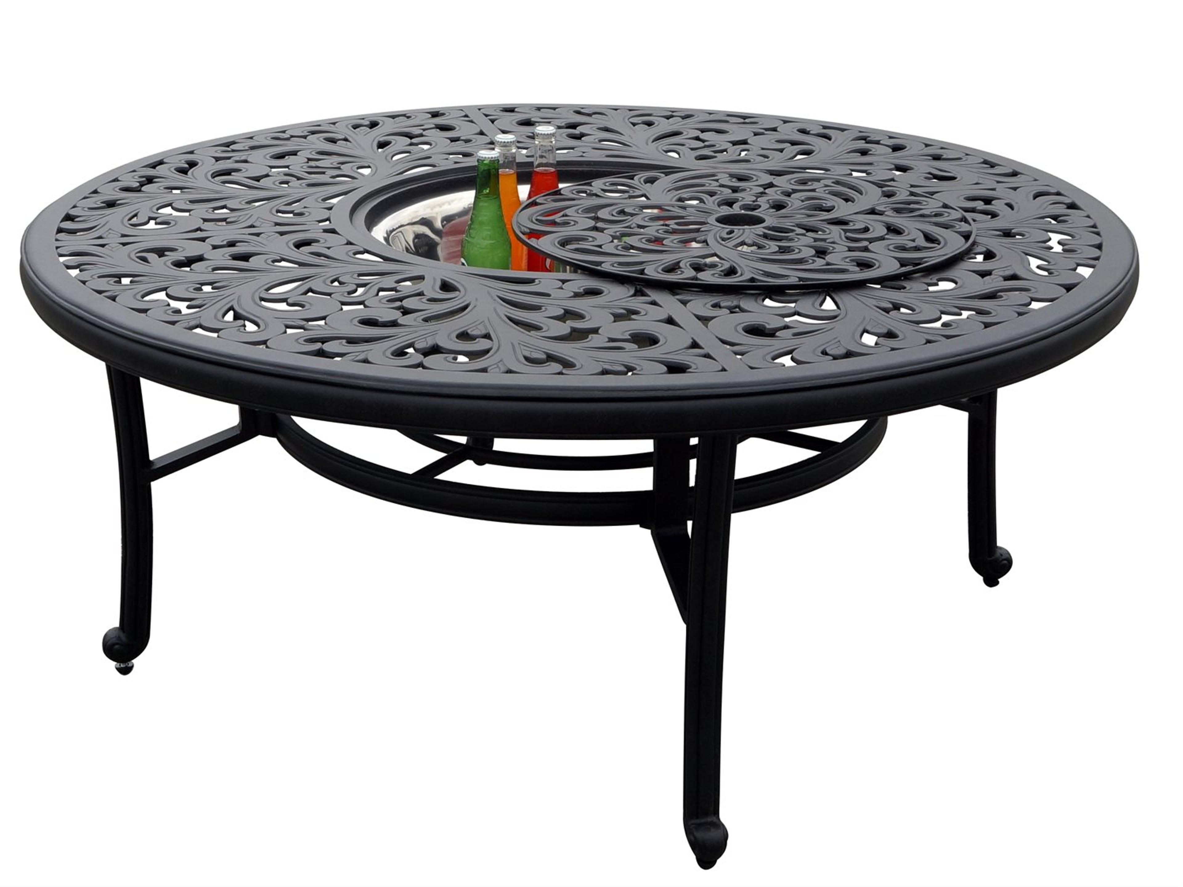 Darlee Outdoor Living Series 80 Cast Aluminum Antique Bronze Round Chat Table with Ice Bucket