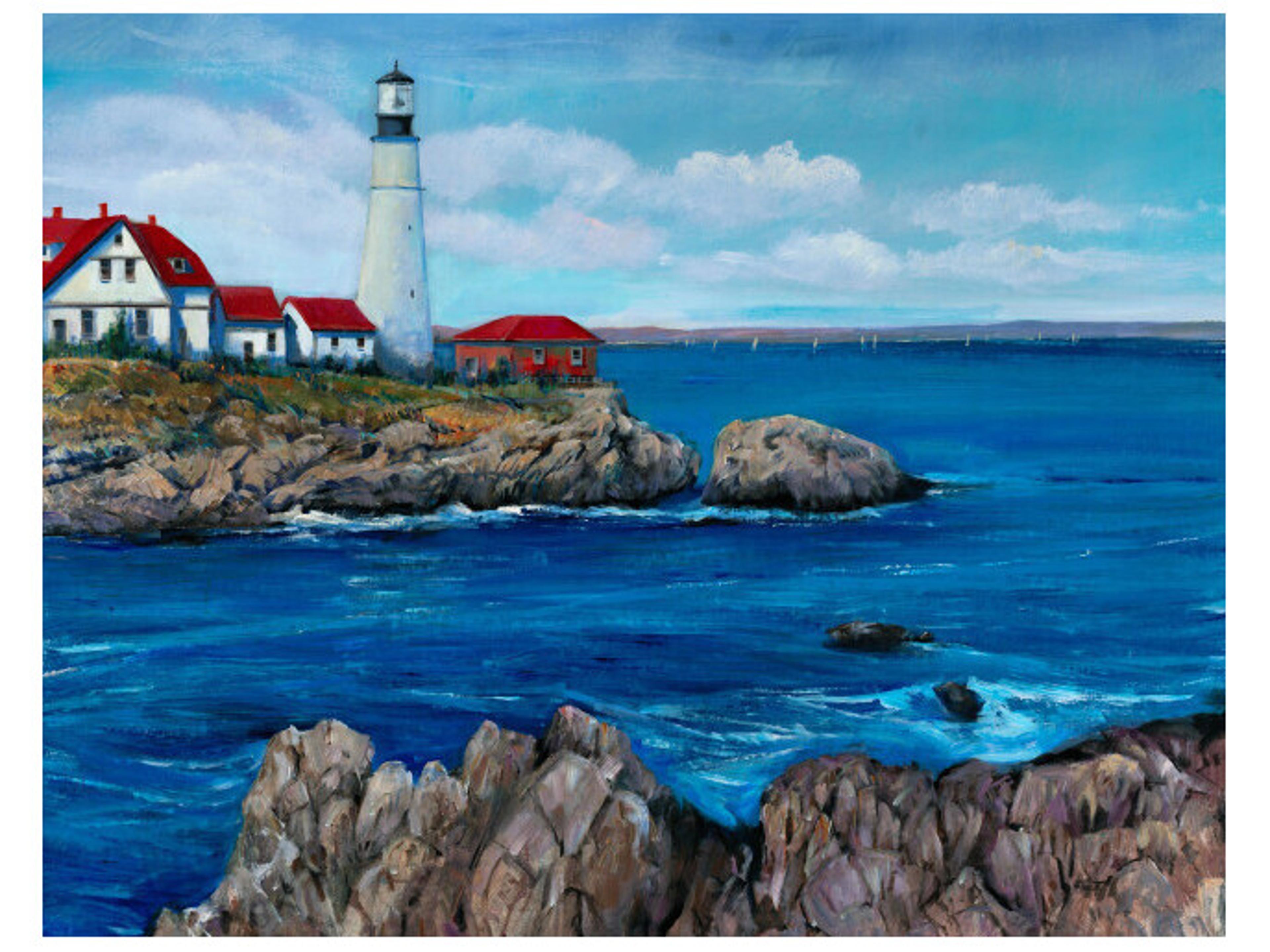 Daleno Lighthouse Sunset Cruise Wall Art