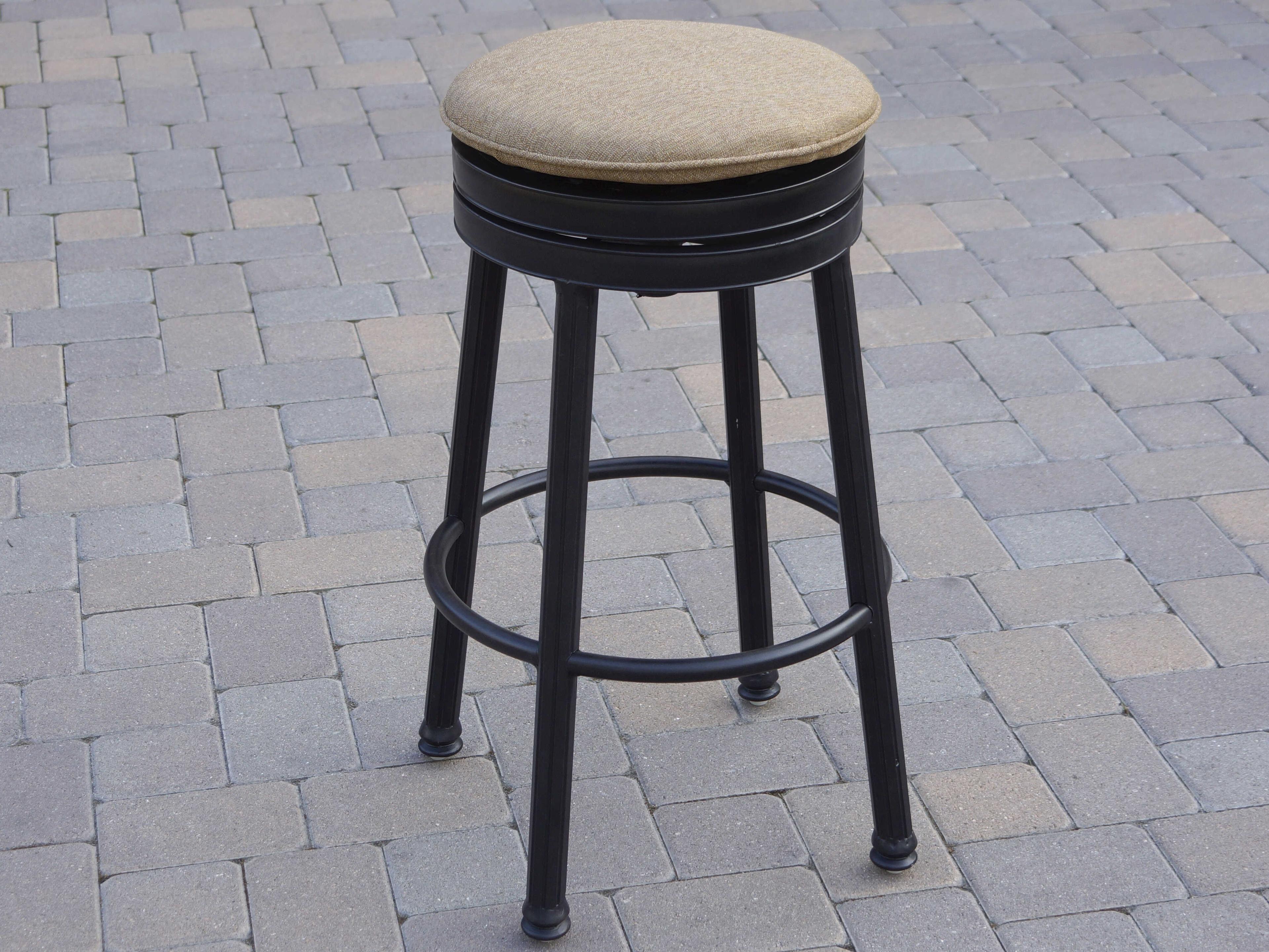 Backless Cast Aluminum Round Swivel Bar Stool with Seat Cushion Set of 4