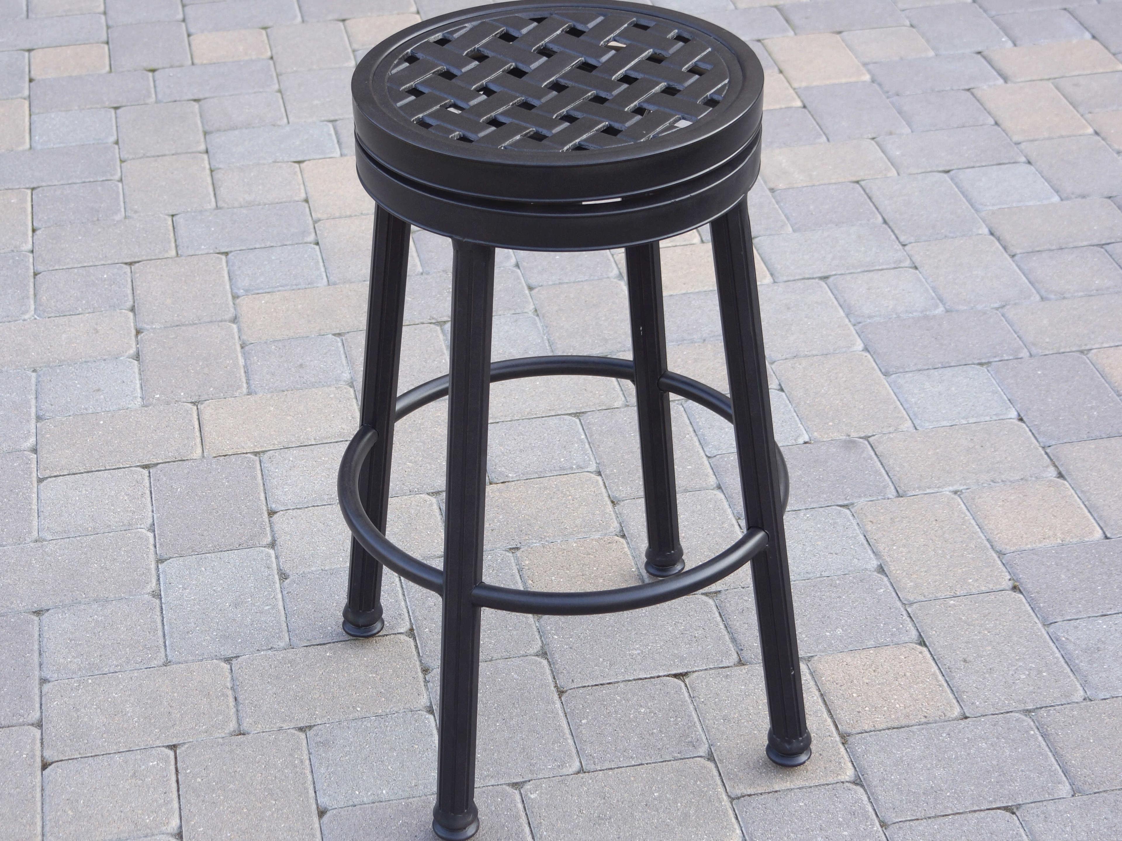 Darlee Outdoor Living Backless Cast Aluminum Round Swivel Bar Stool with Seat Cushion Set of 4