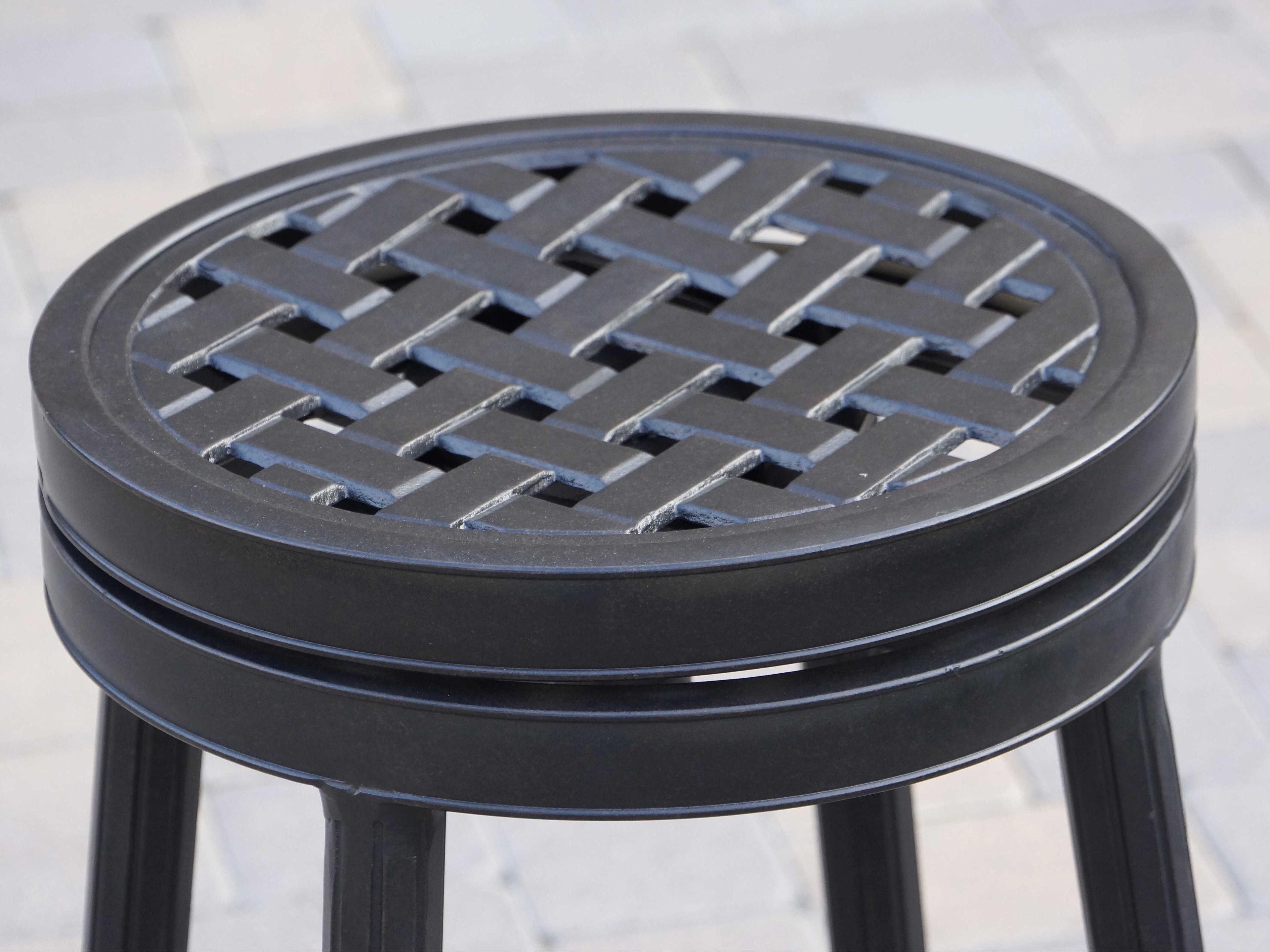 Darlee Outdoor Living Backless Cast Aluminum Round Swivel Bar Stool with Seat Cushion Set of 4