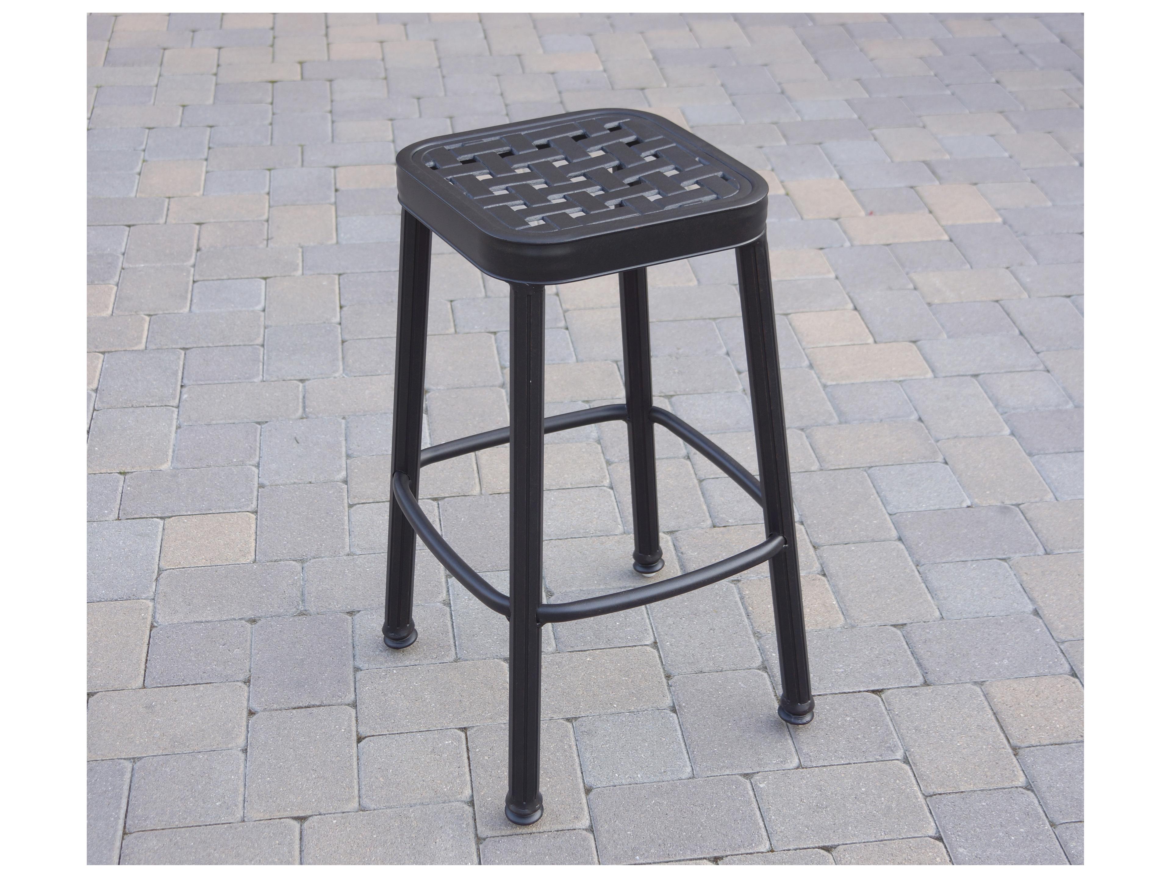 Darlee Outdoor Living Backless Cast Aluminum Square Bar Stool with Seat Cushion Set of 6