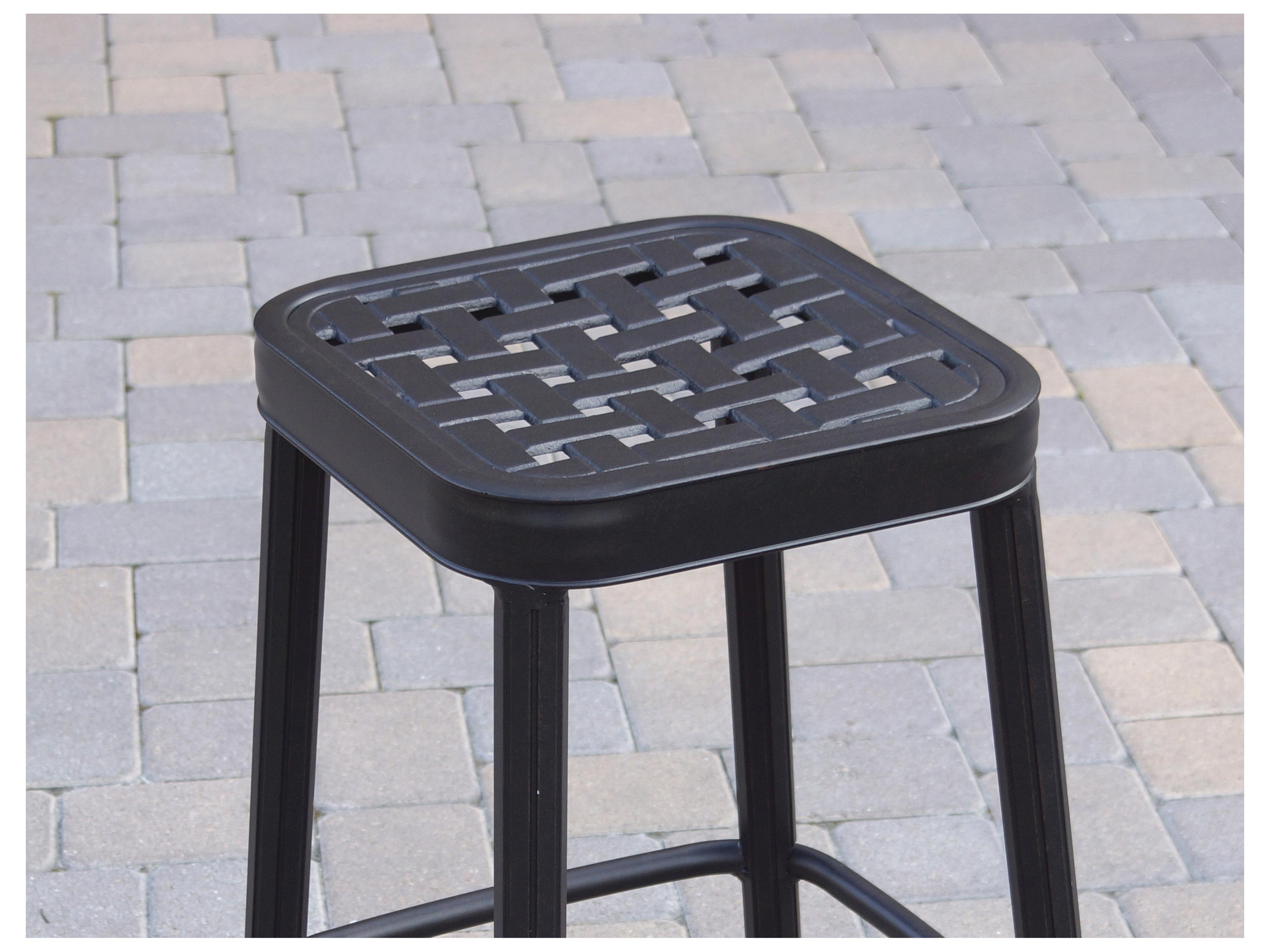 Darlee Outdoor Living Backless Cast Aluminum Square Bar Stool with Seat Cushion Set of 6