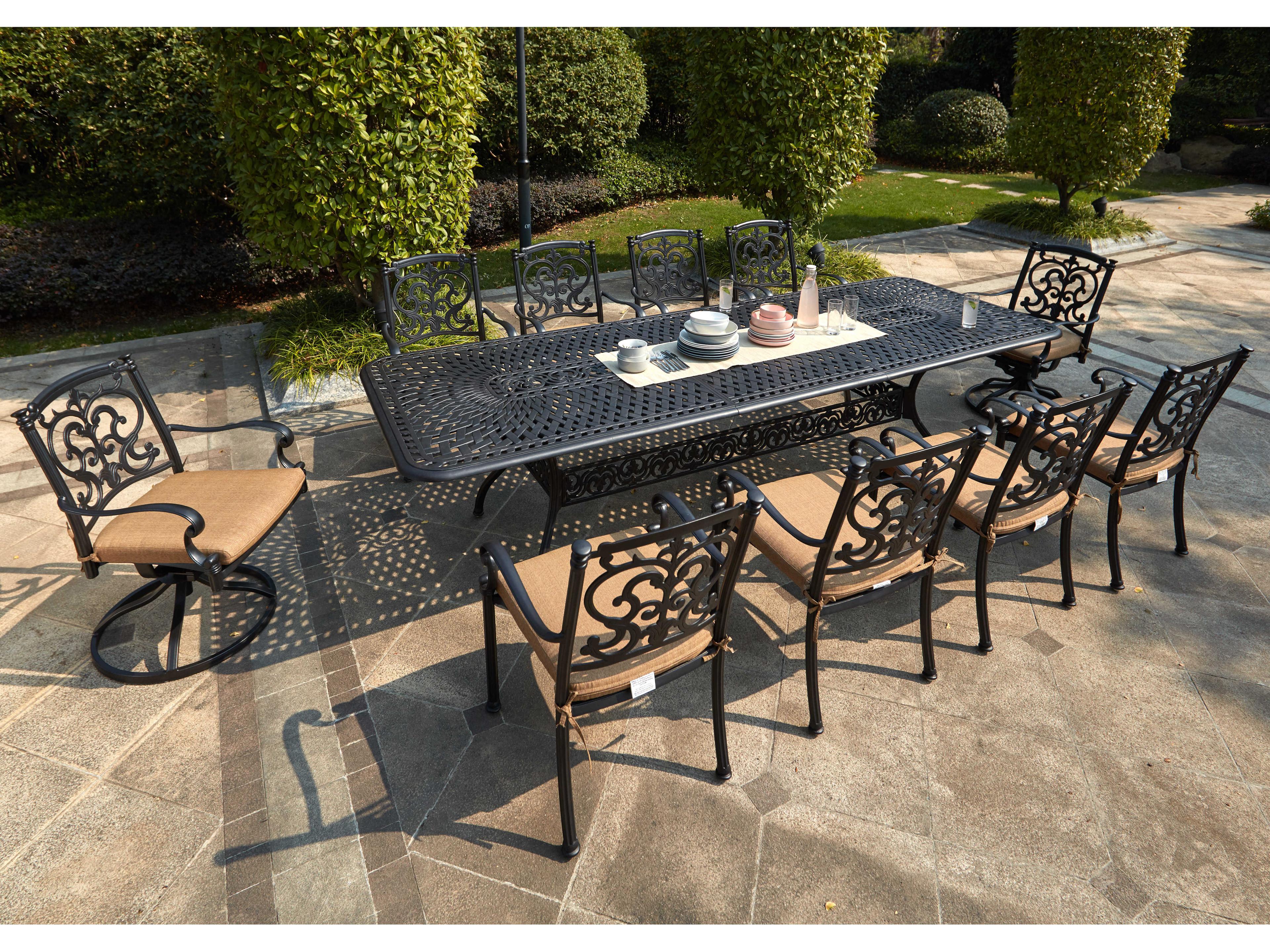 Santa Barbara Cast Aluminum Antique Bronze 11 Piece Dining Set