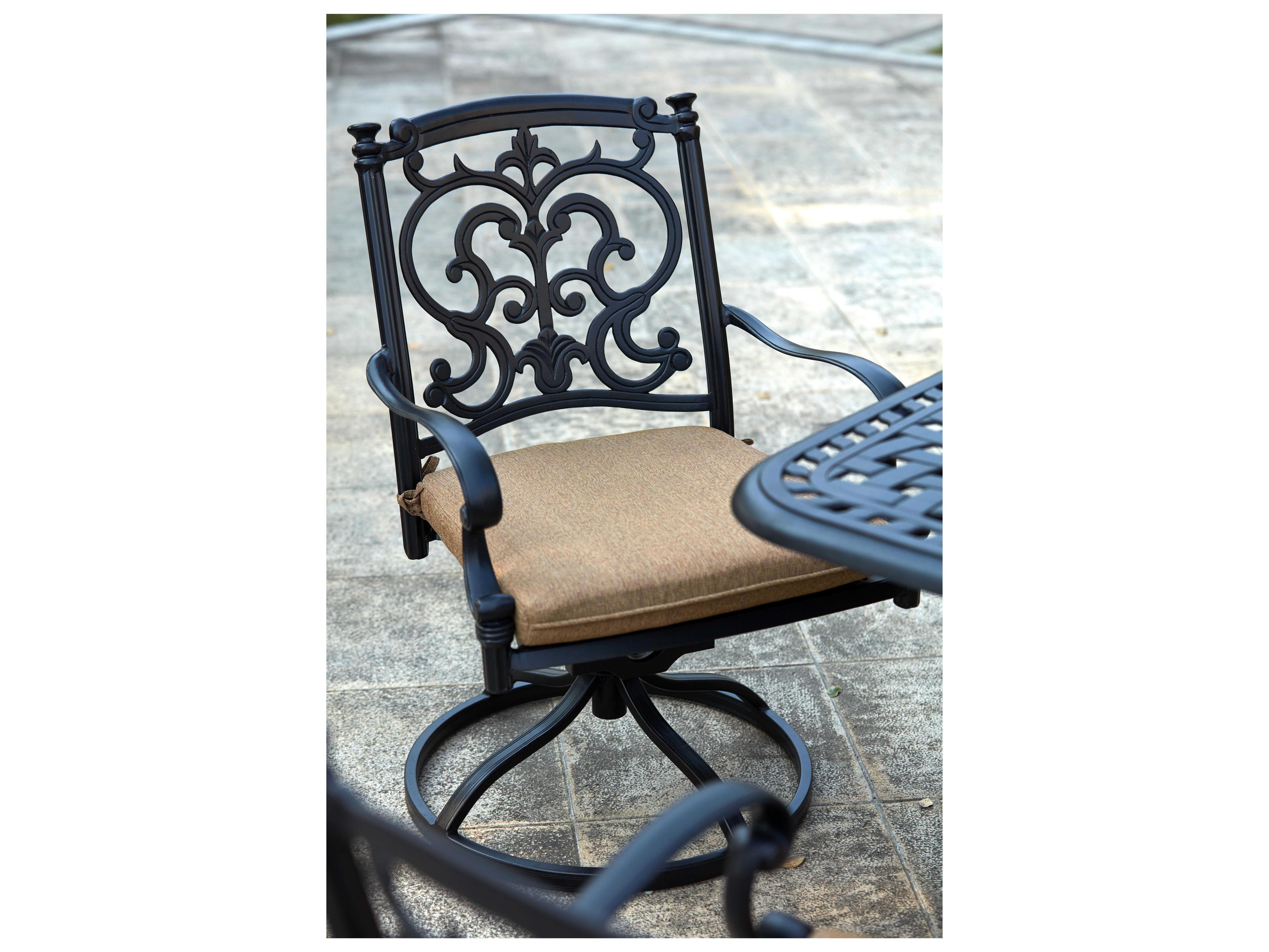 Darlee Outdoor Living Santa Barbara Cast Aluminum Antique Bronze Swivel Rocker Dining Arm Chair Set of 4