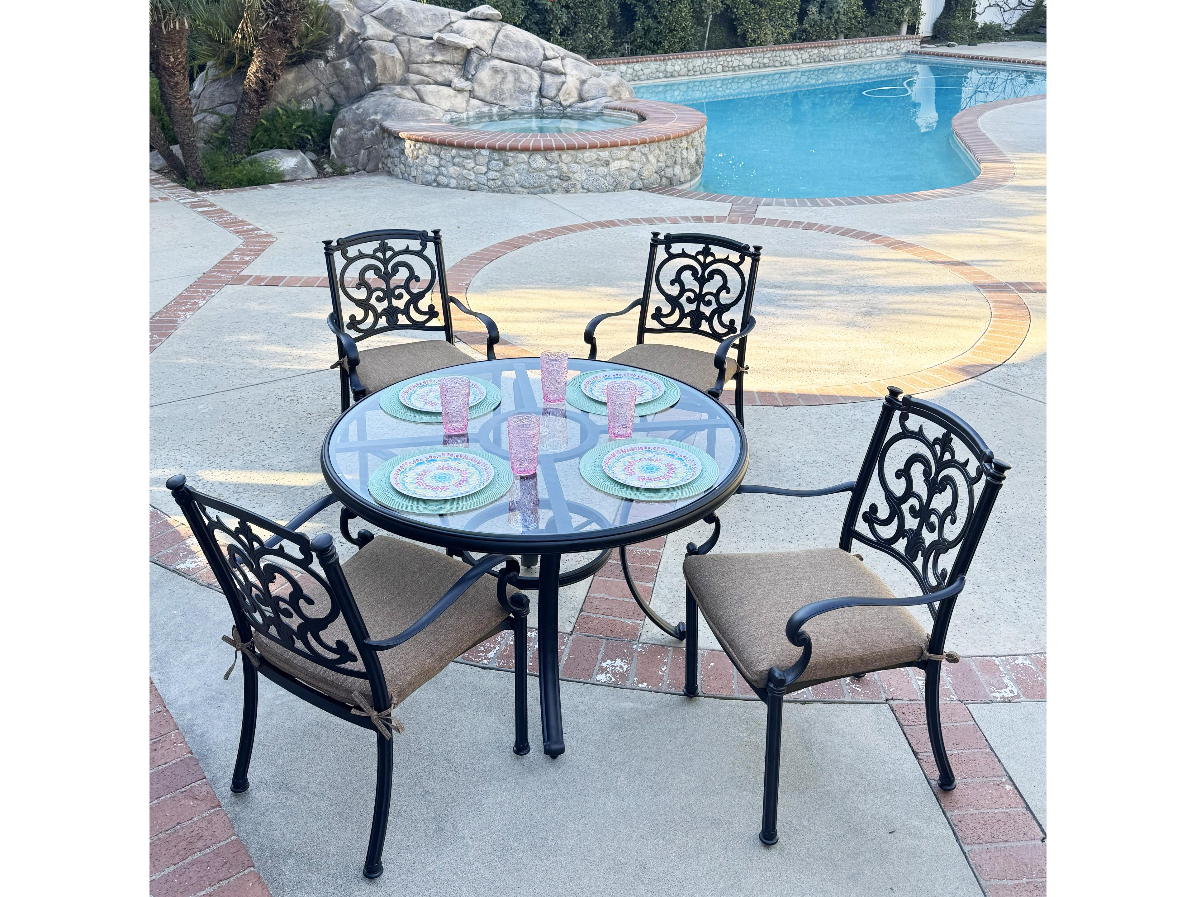 Santa Barbara Antique Bronze Cast Aluminum Dining Set