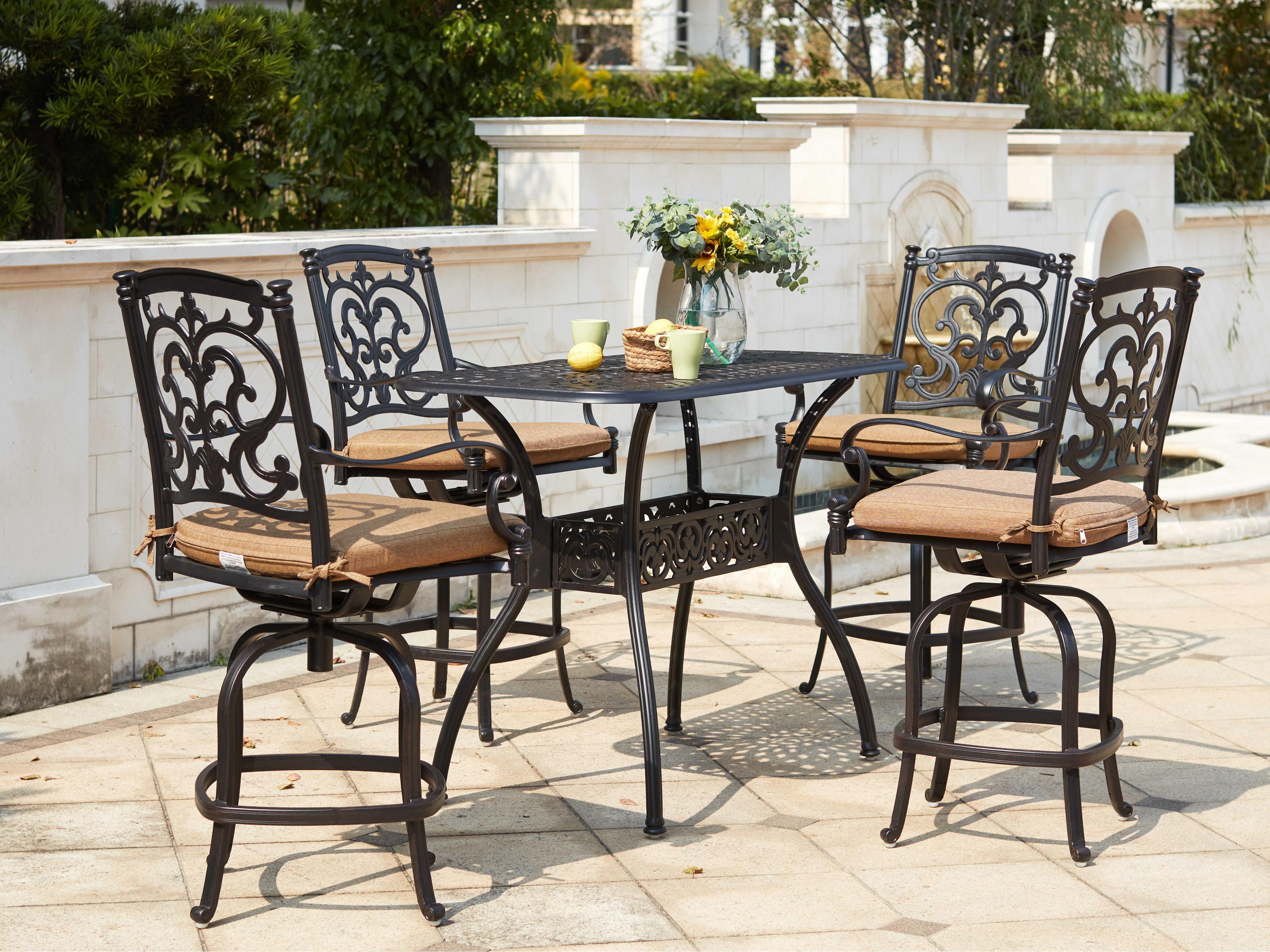 Santa Barbara Cast Aluminum Antique Bronze 5 Piece Counter Set