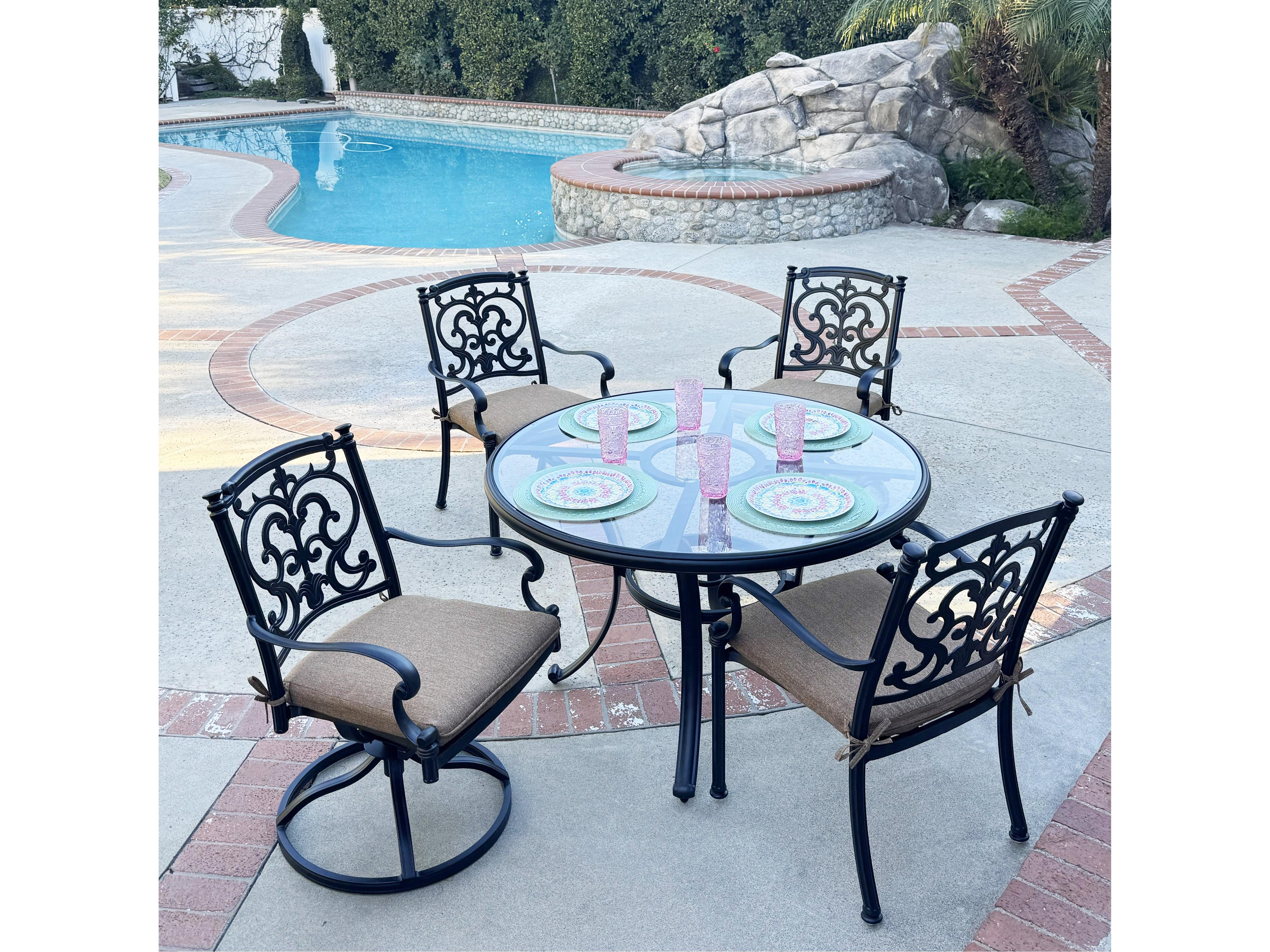 Santa Barbara Antique Bronze Cast Aluminum Dining Set