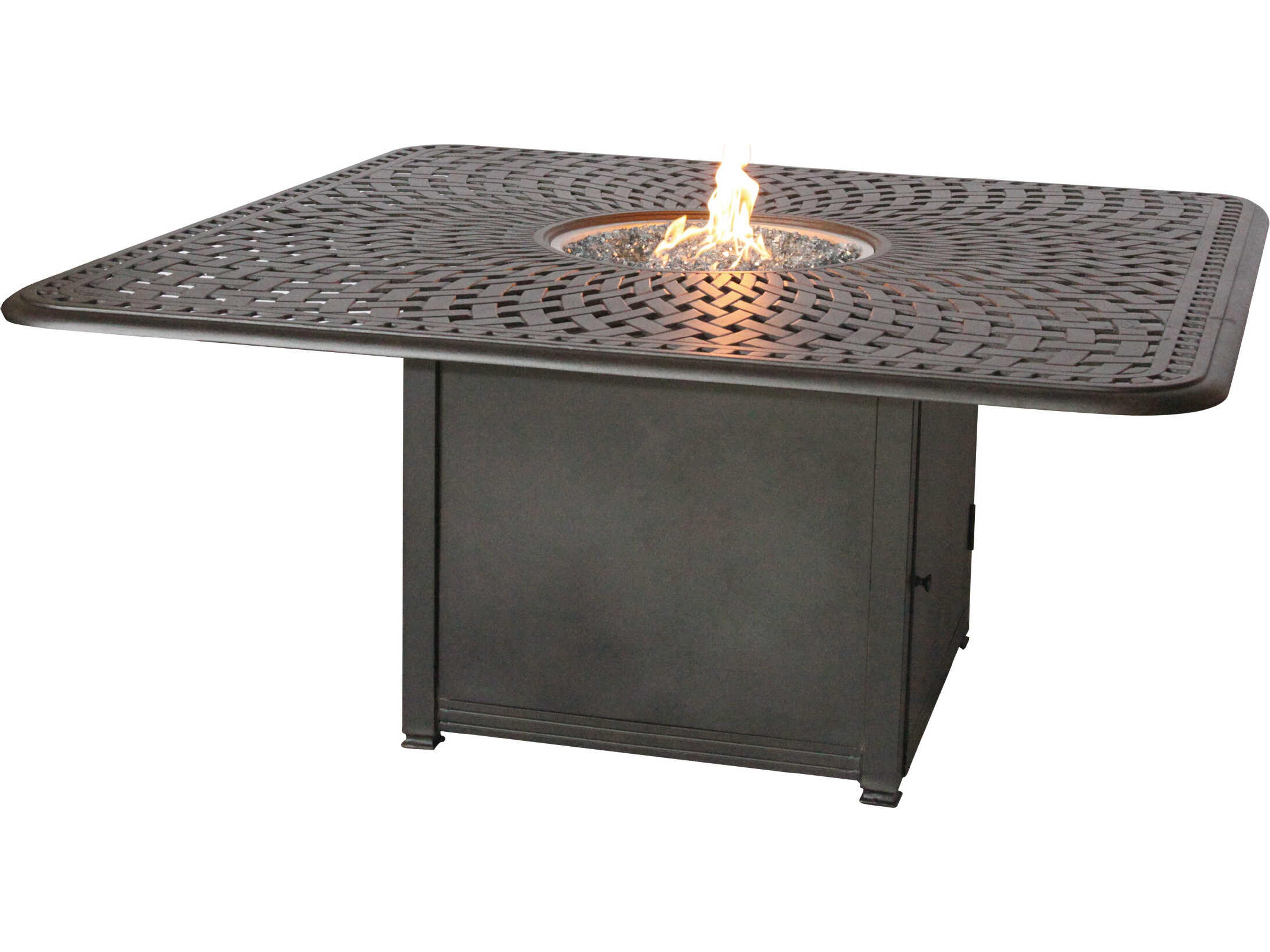 Darlee Outdoor Living Santa Barbara Cast Aluminum Antique Bronze 9 Piece Fire Pit Dining Set
