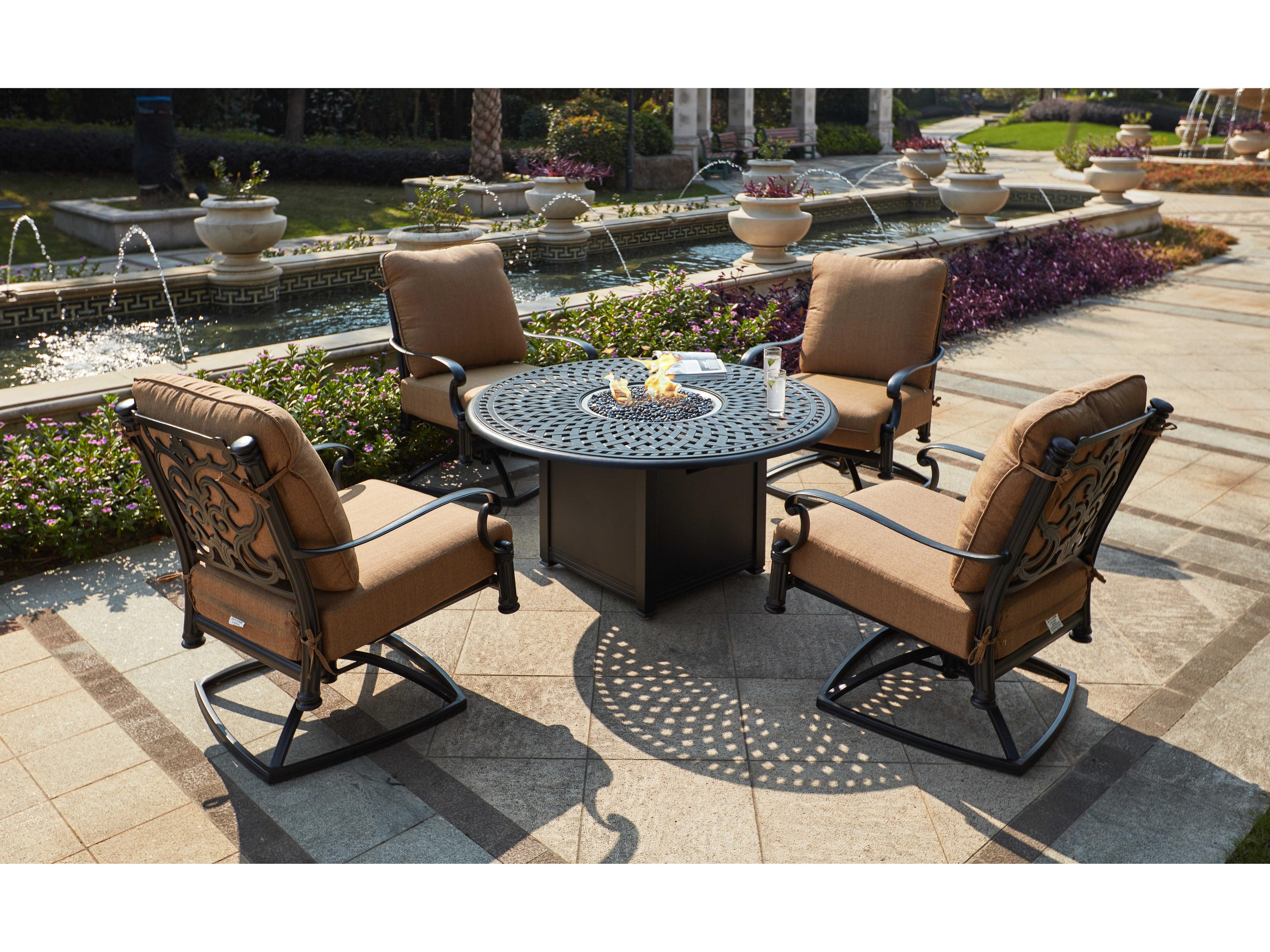 Darlee Outdoor Living Santa Barbara Cast Aluminum Antique Bronze Swivel Rocker Lounge Chair Set of 4