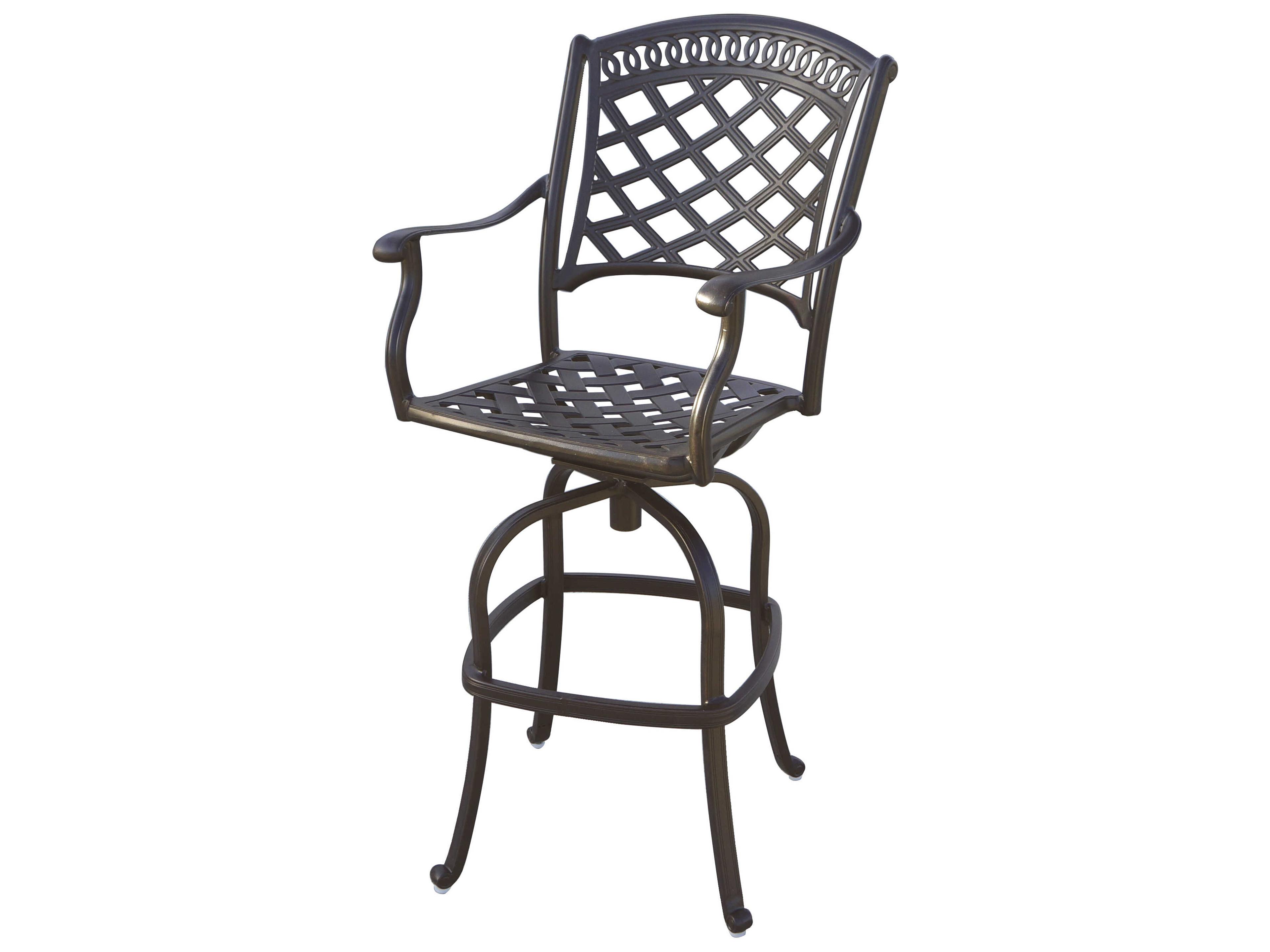 Darlee Outdoor Living Sedona Cast Aluminum Antique Bronze Swivel Bar Height Stool Set of 4