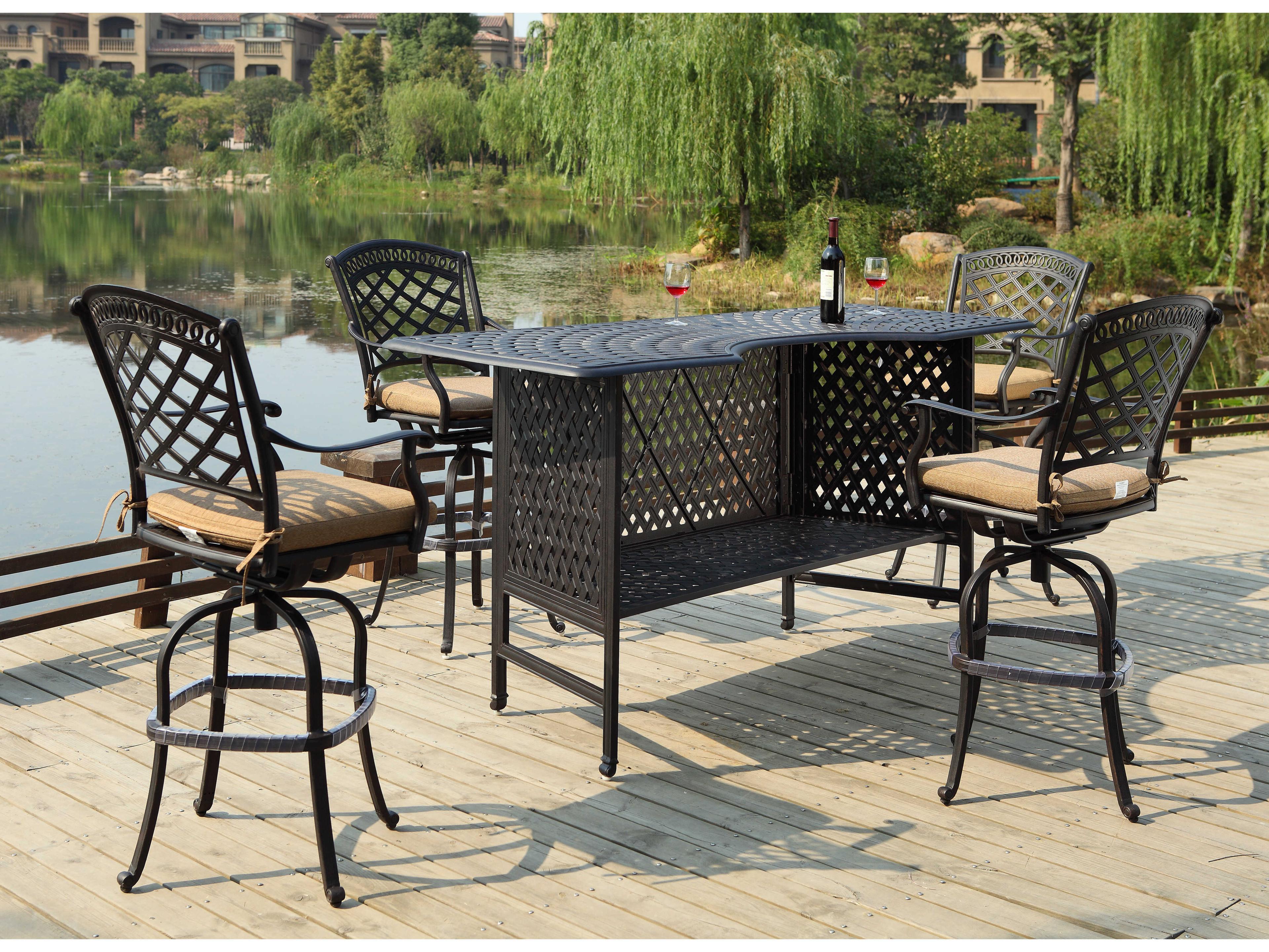 Darlee Outdoor Living Sedona Cast Aluminum Antique Bronze Swivel Bar Height Stool Set of 6