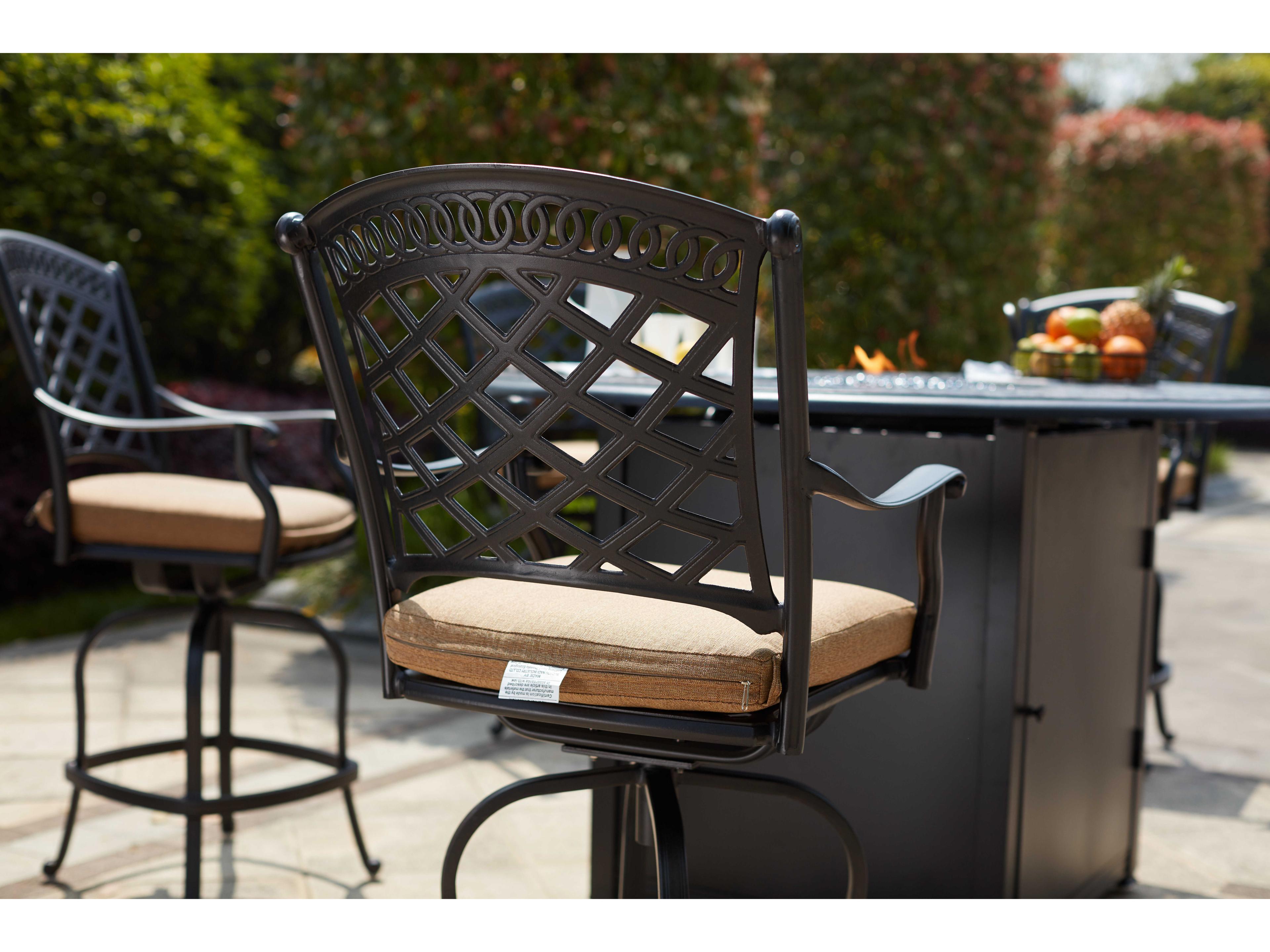 Darlee Outdoor Living Sedona Cast Aluminum Antique Bronze 7 Piece Fire Pit Counter Set