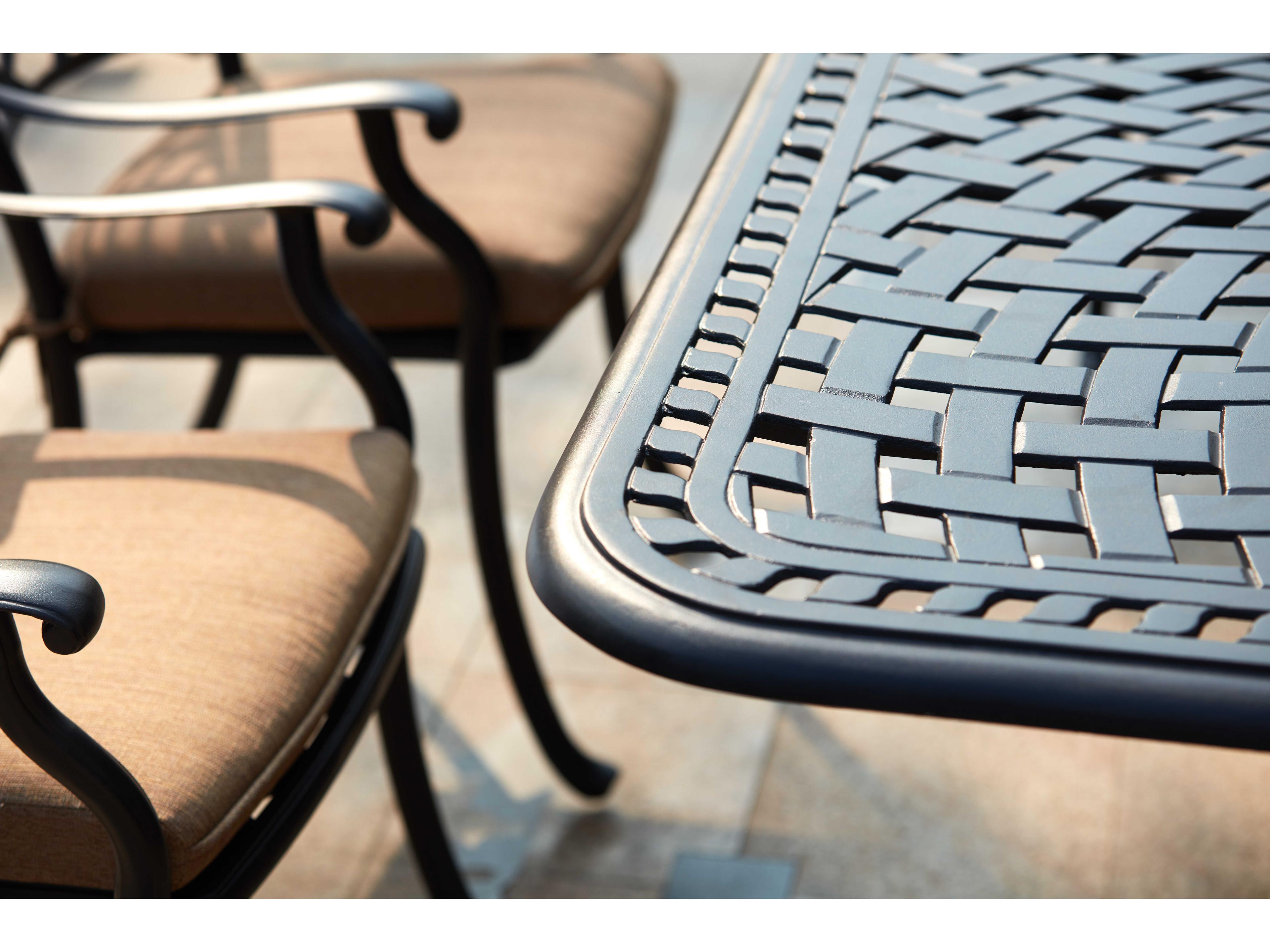 Darlee Outdoor Living Sedona Cast Aluminum Antique Bronze 7 Piece Fire Pit Dining Set