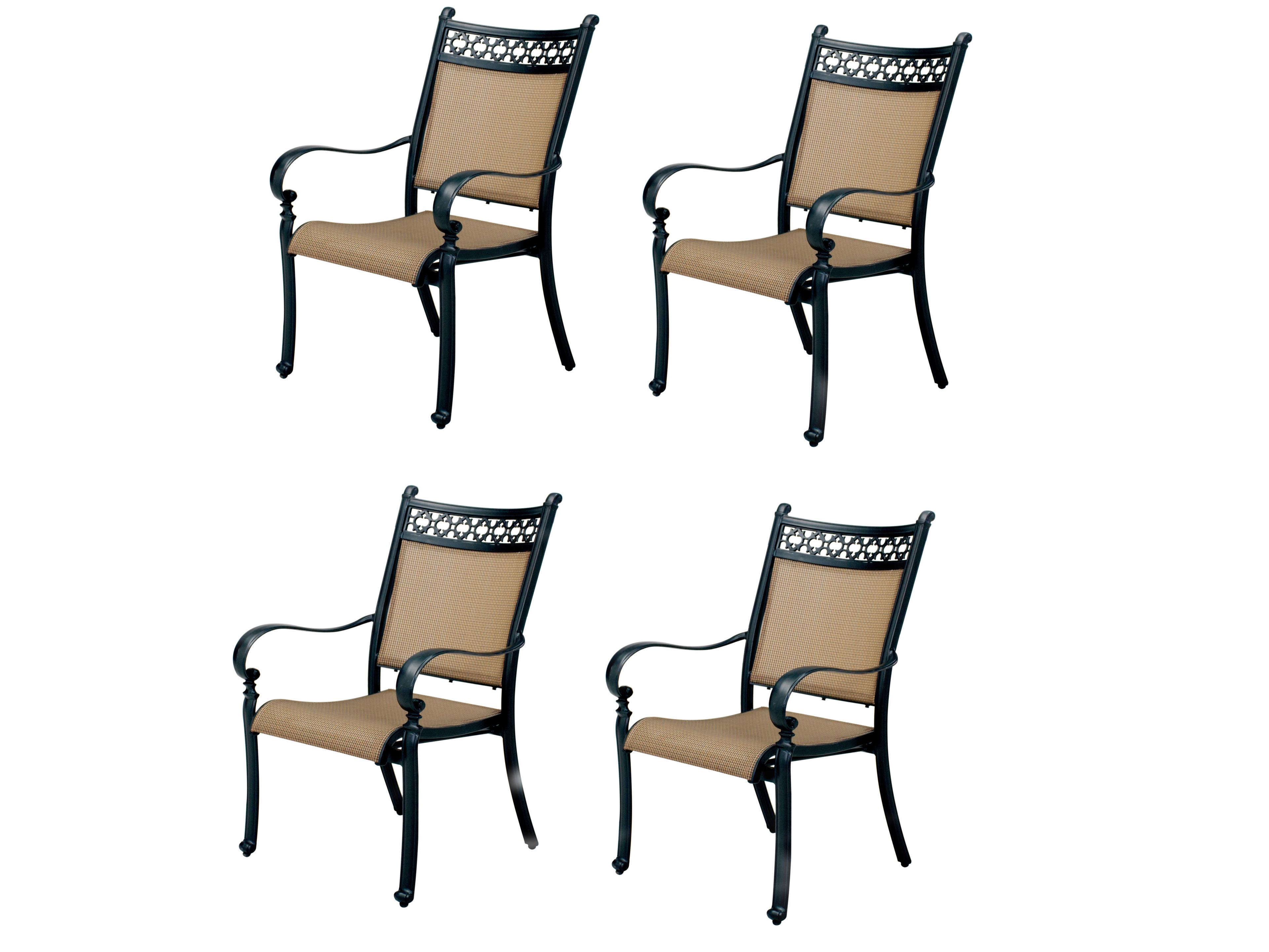 Mountain View Sling Cast Aluminum Antique Bronze Dining Arm Chair Set of 4