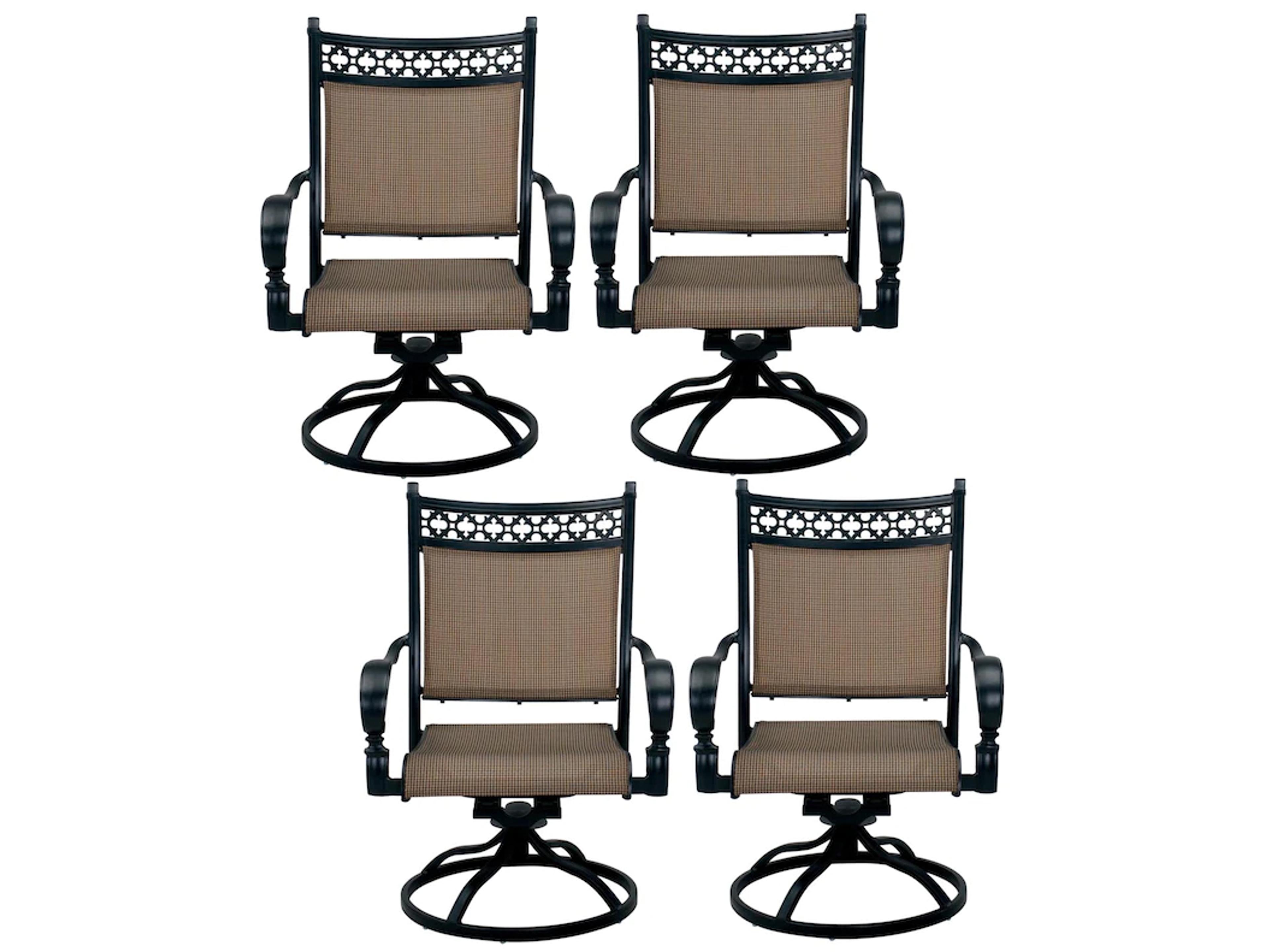 Mountain View Sling Cast Aluminum Antique Bronze Swivel Rocker Dining Arm Chair Set of 4