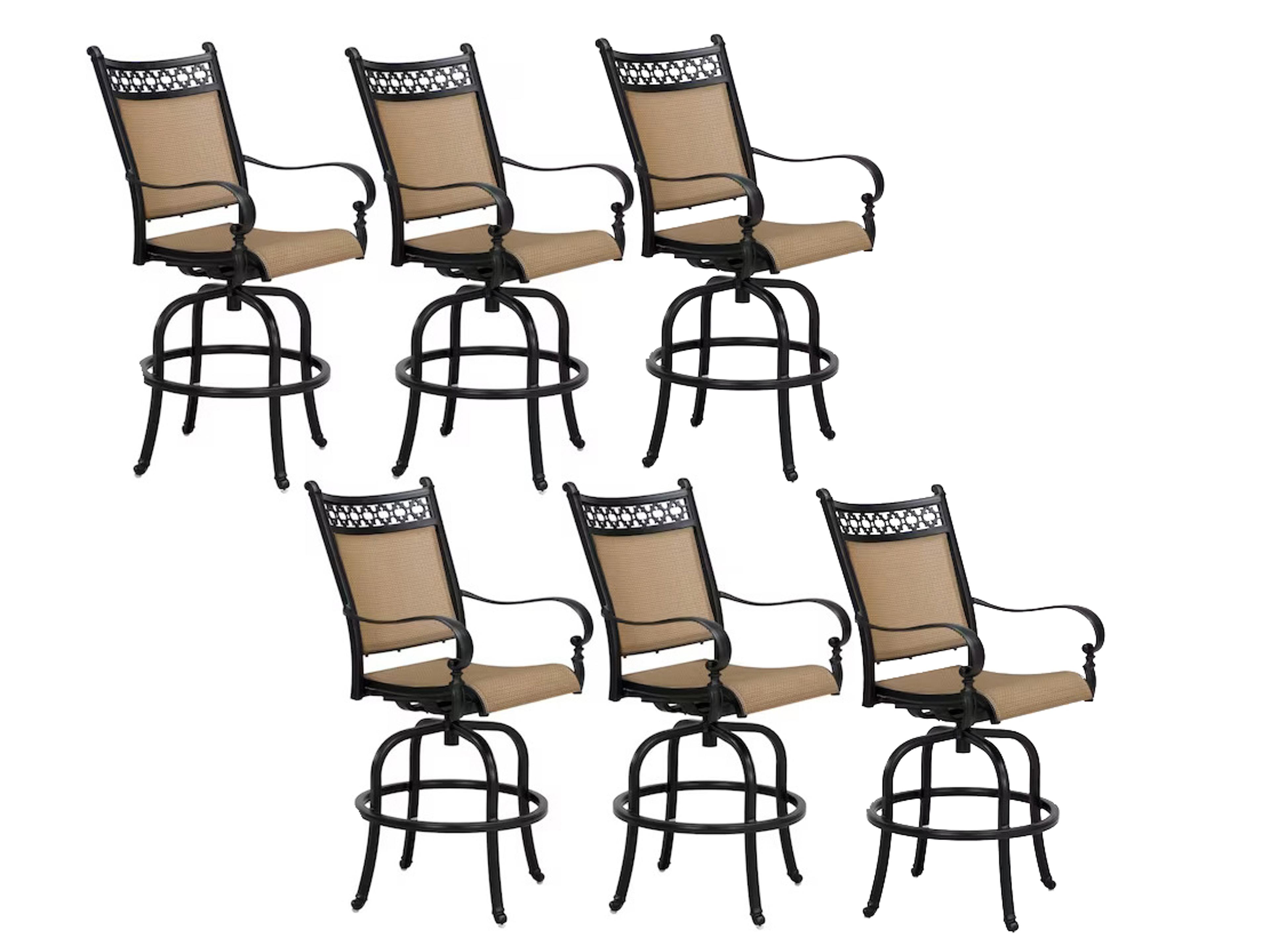 Mountain View Sling Cast Aluminum Antique Bronze Swivel Counter Height Stool Set of 6