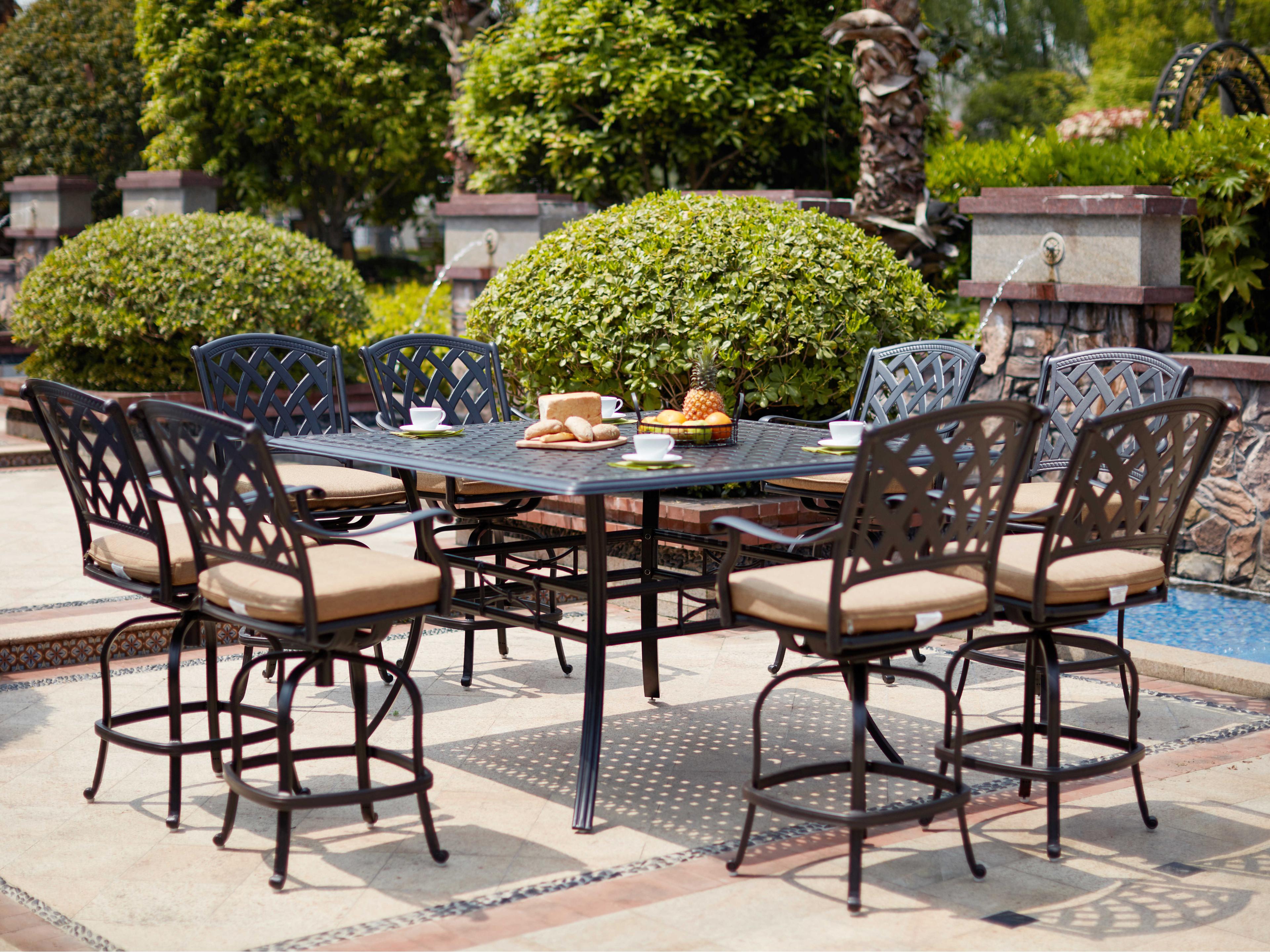 Darlee Ocean View Cast Aluminum Antique Bronze 9 Piece Counter Set