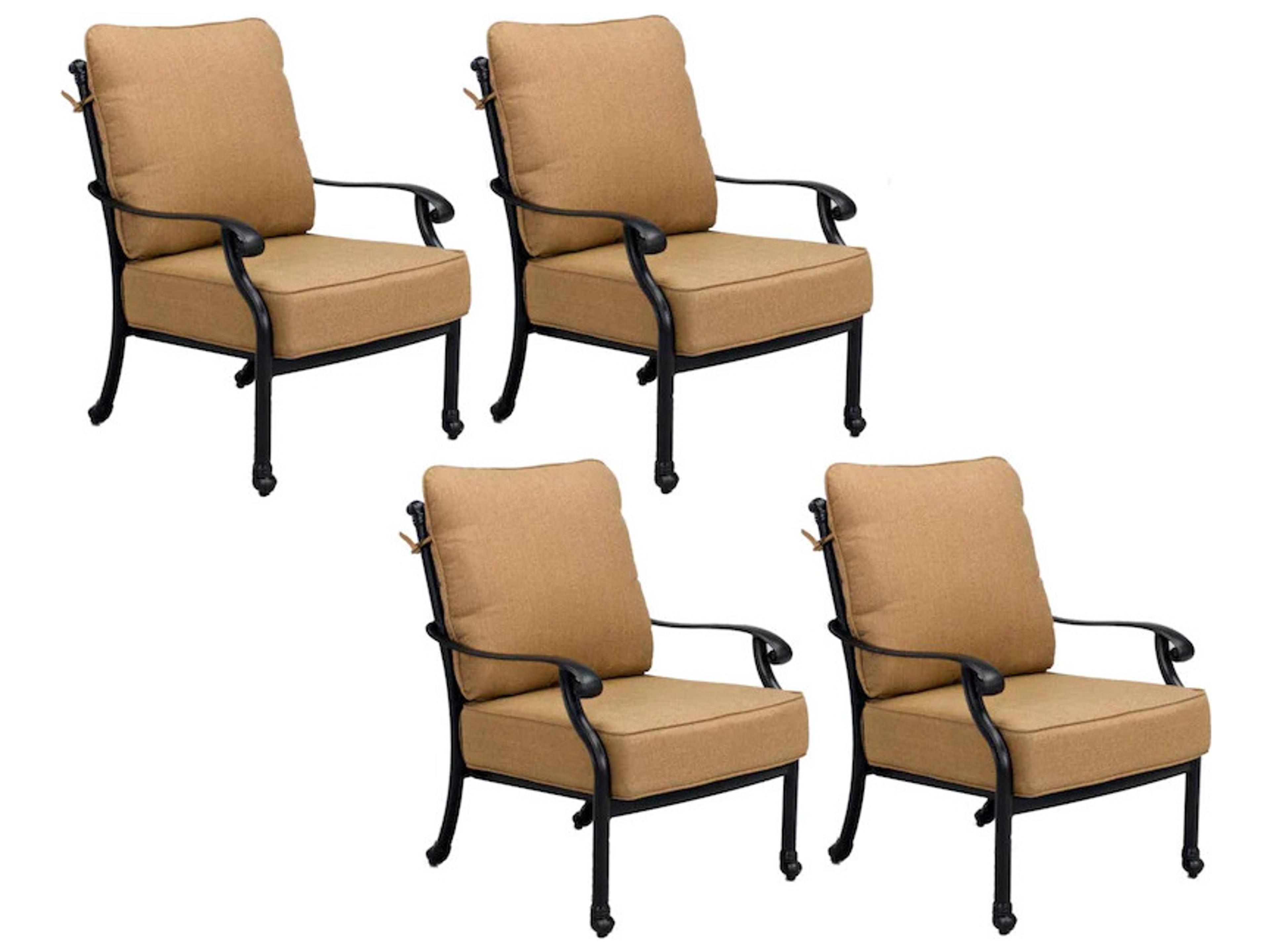 Madison Cast Aluminum Club Chair with Cushions Set of 4