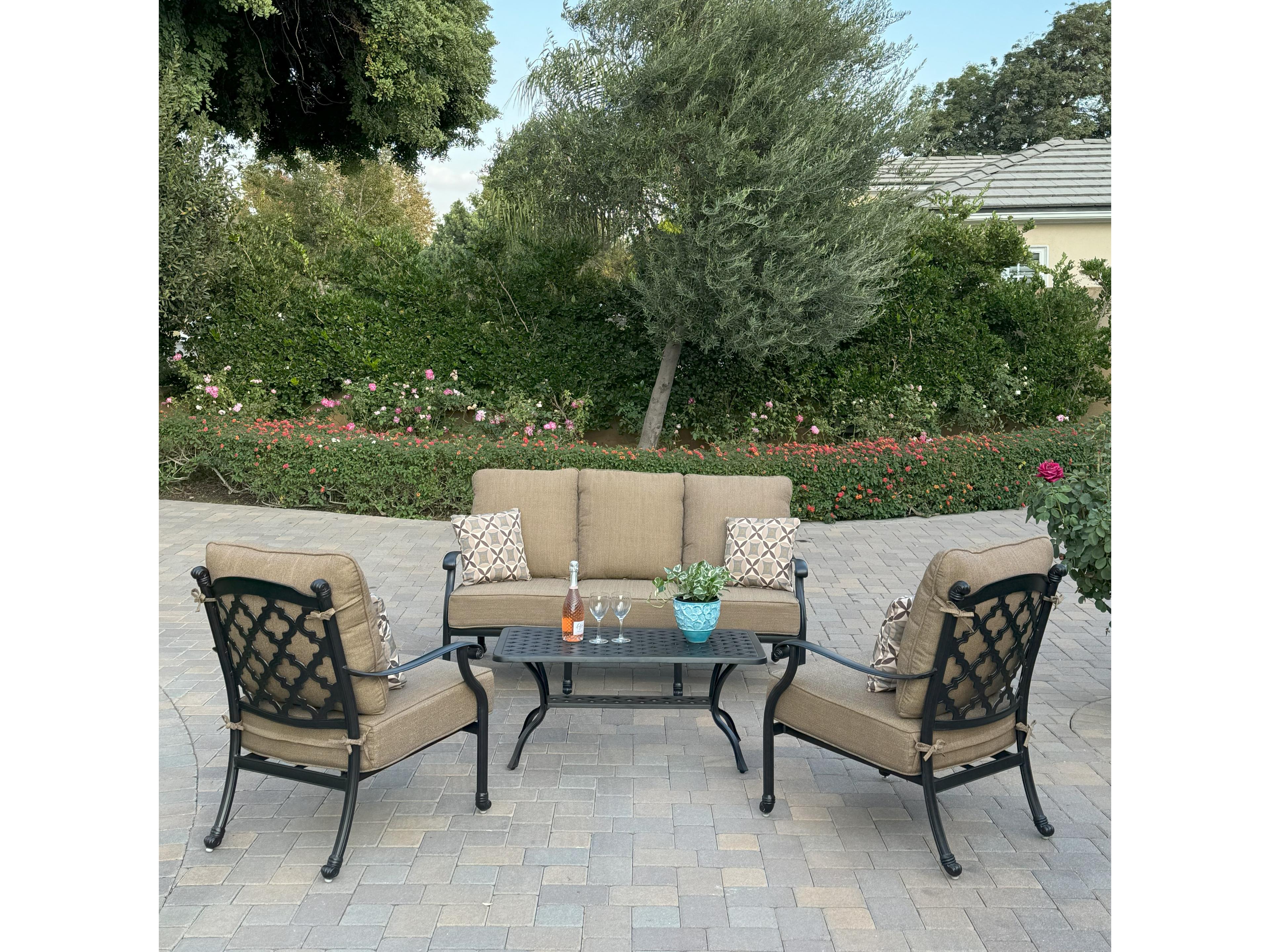 Madison Cast Aluminum 4-Piece Patio Conversation Set