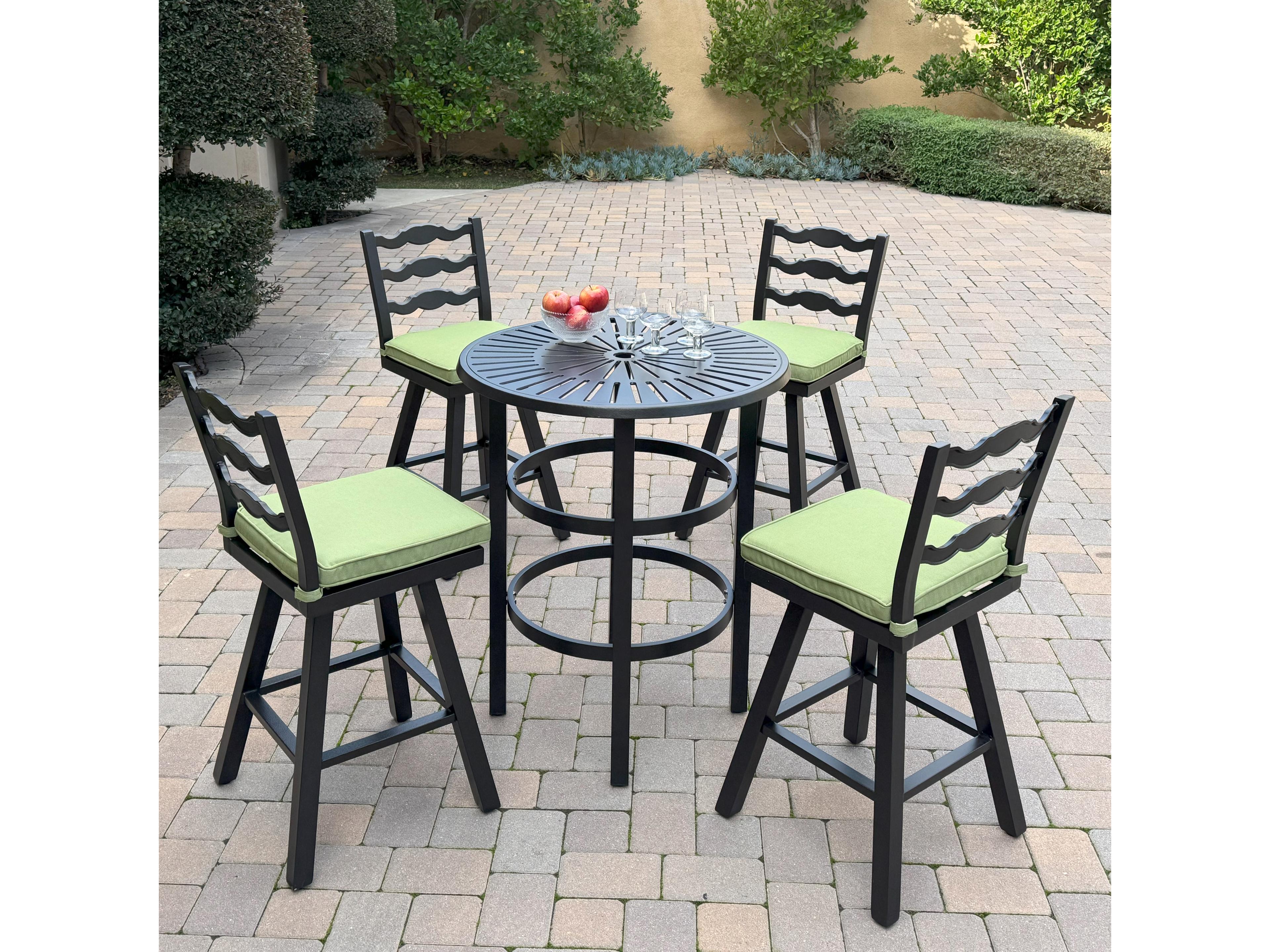 Aspen Aluminum 5-Piece Patio Bar Set with 30 feet' Round Counter Height Bar Table
