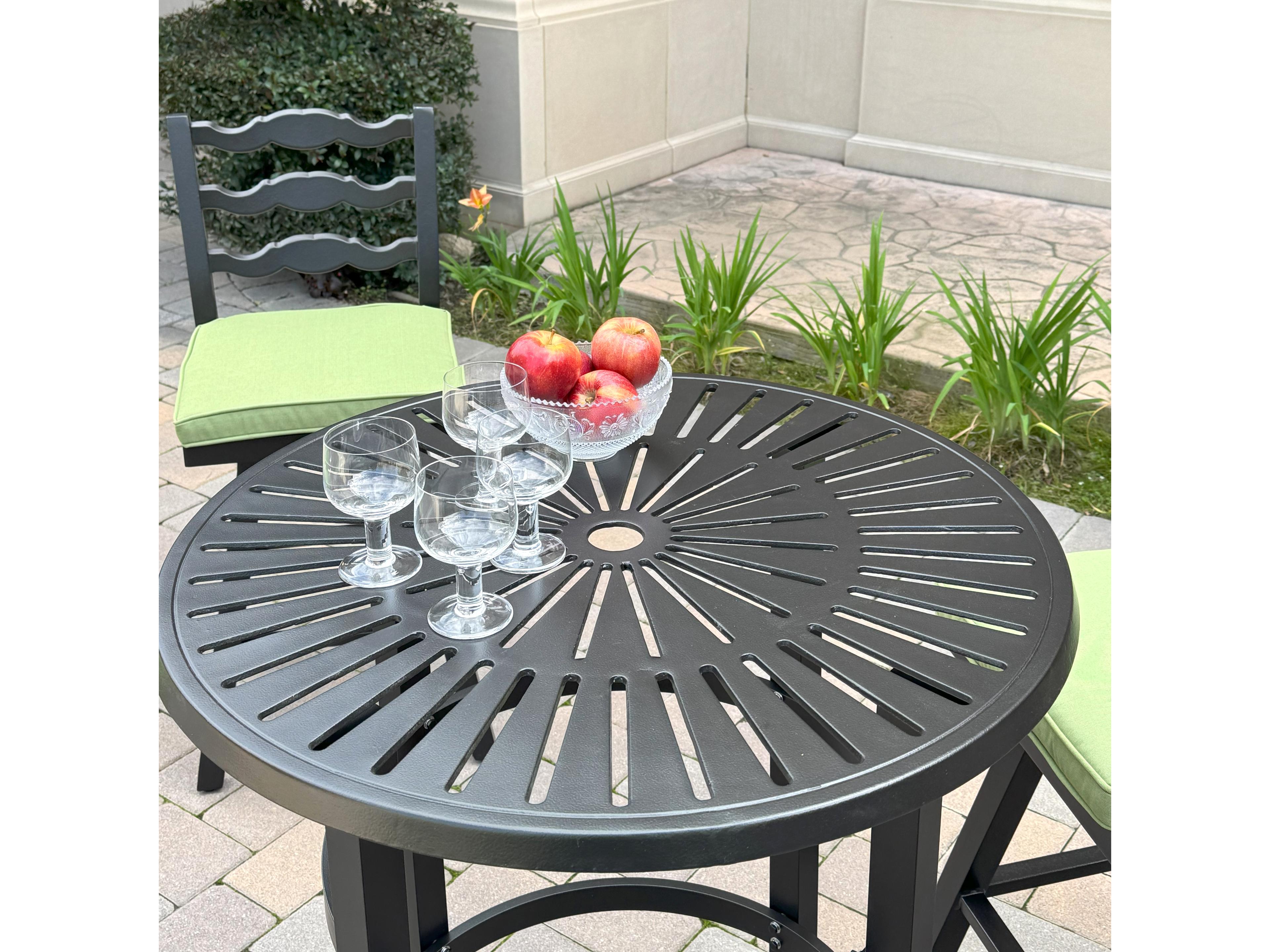 Darlee Outdoor Living Aspen Aluminum 5-Piece Patio Bar Set with 30 feet' Round Counter Height Bar Table