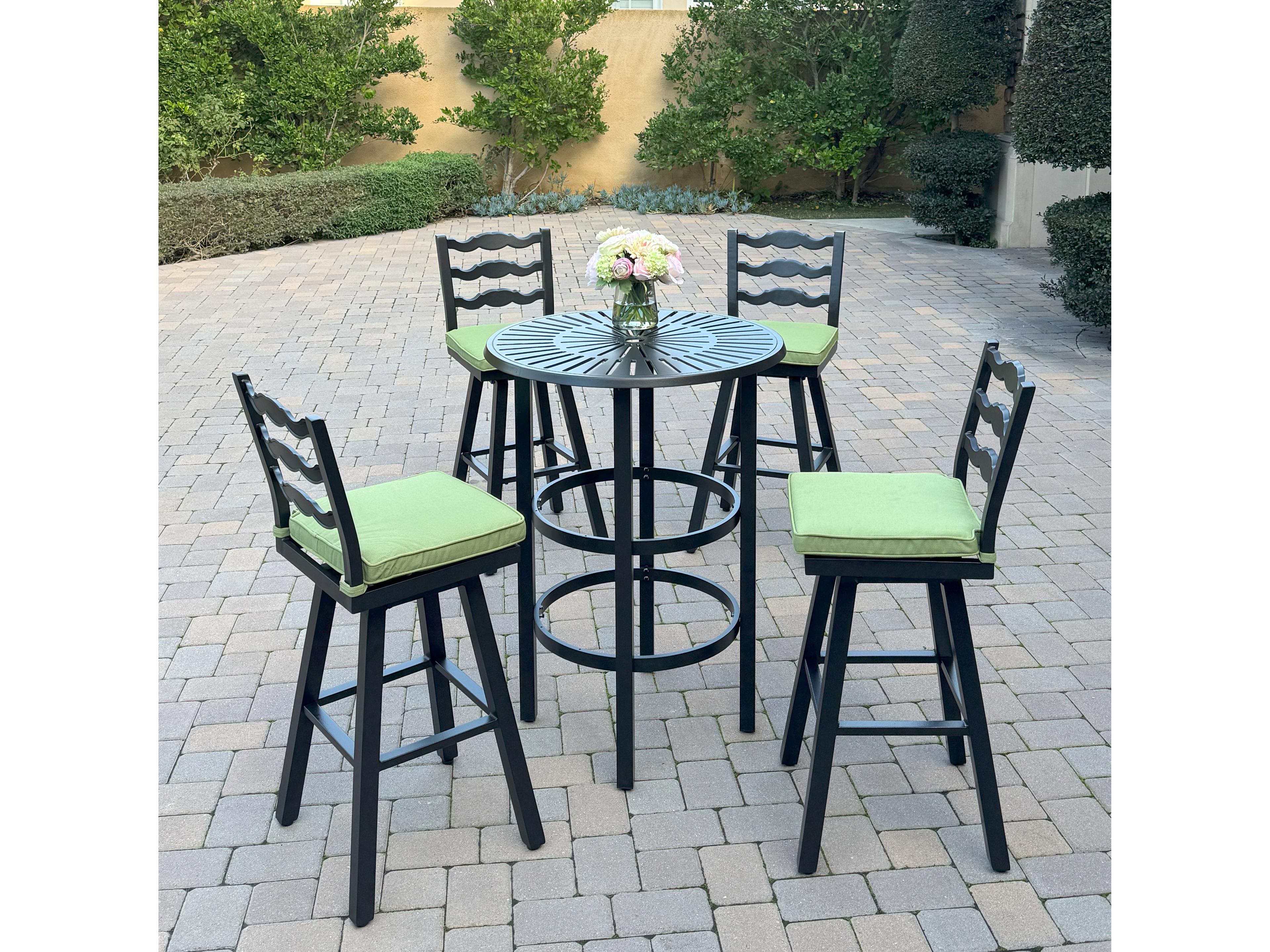 Aspen Aluminum 5-Piece Patio Bar Set with 30 feet' Round Bar Table