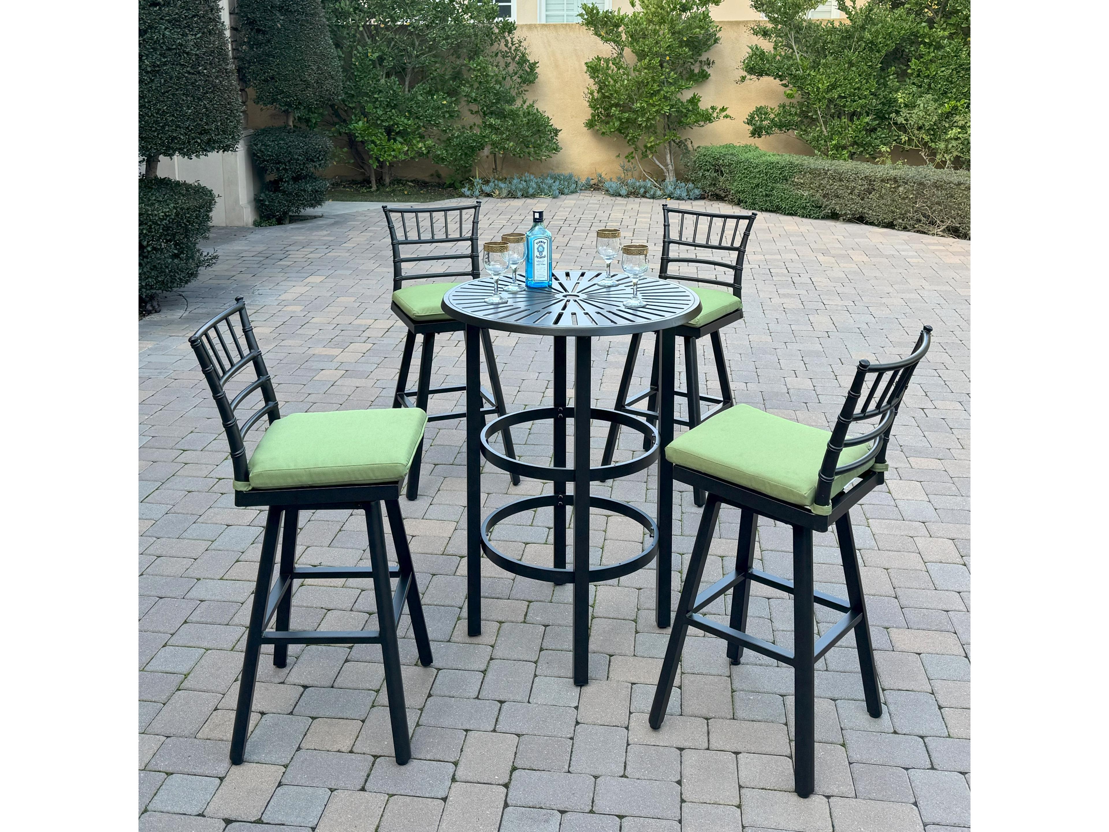 Bella Aluminum 5-Piece Patio Bar Set with 30 feet' Round Bar Table