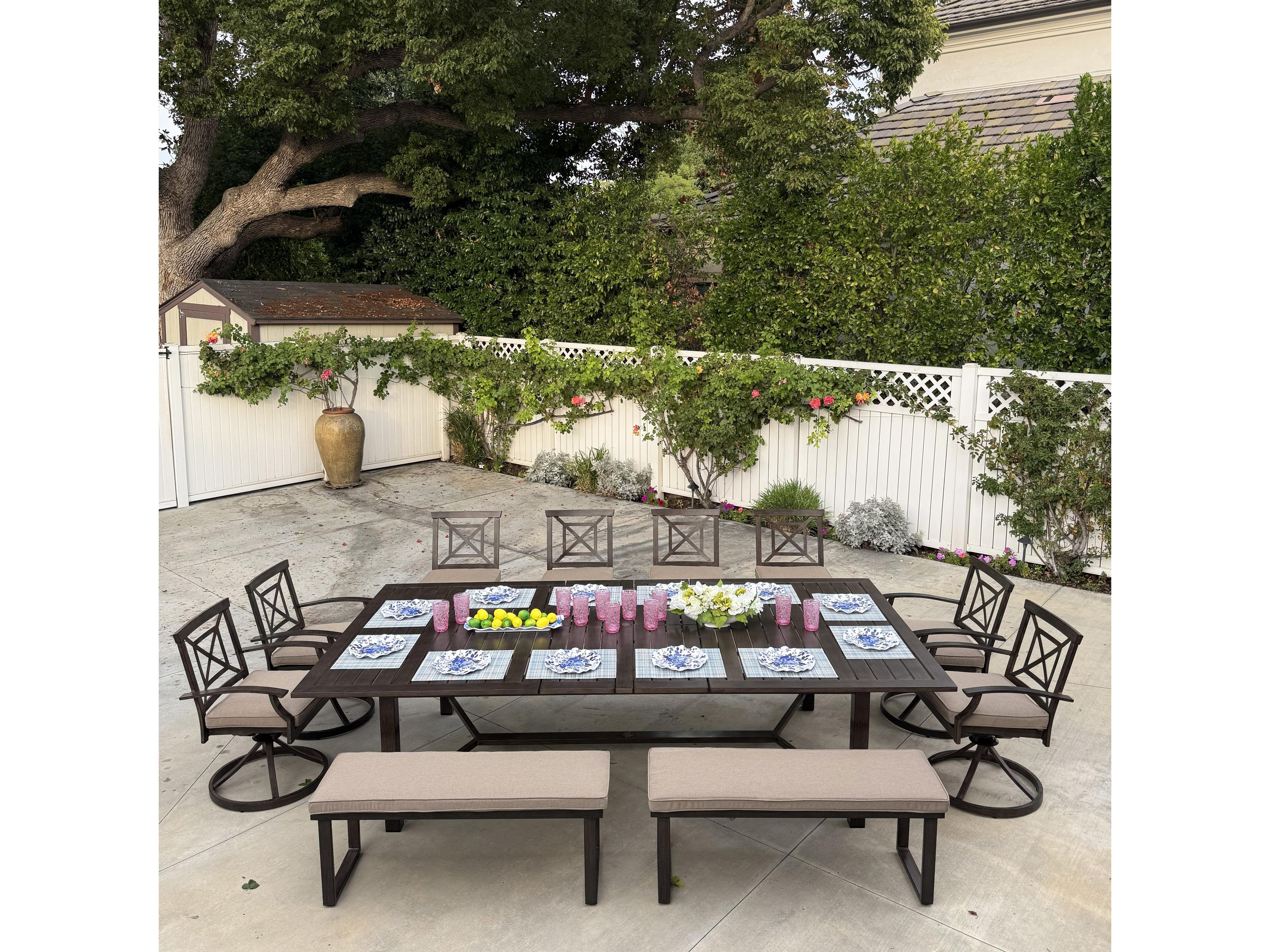 Atlantis Walnut Aluminum Dining Set