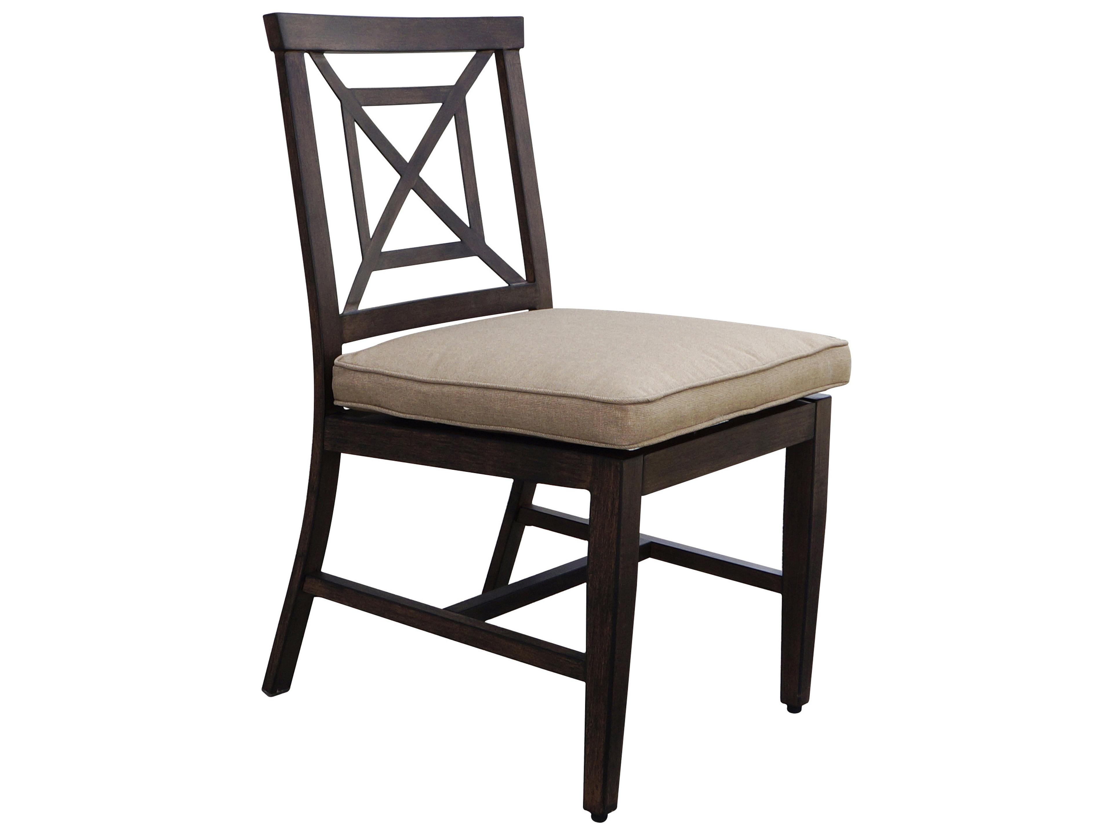 Atlantis Walnut Aluminum Cushion Dining Chair in Beige