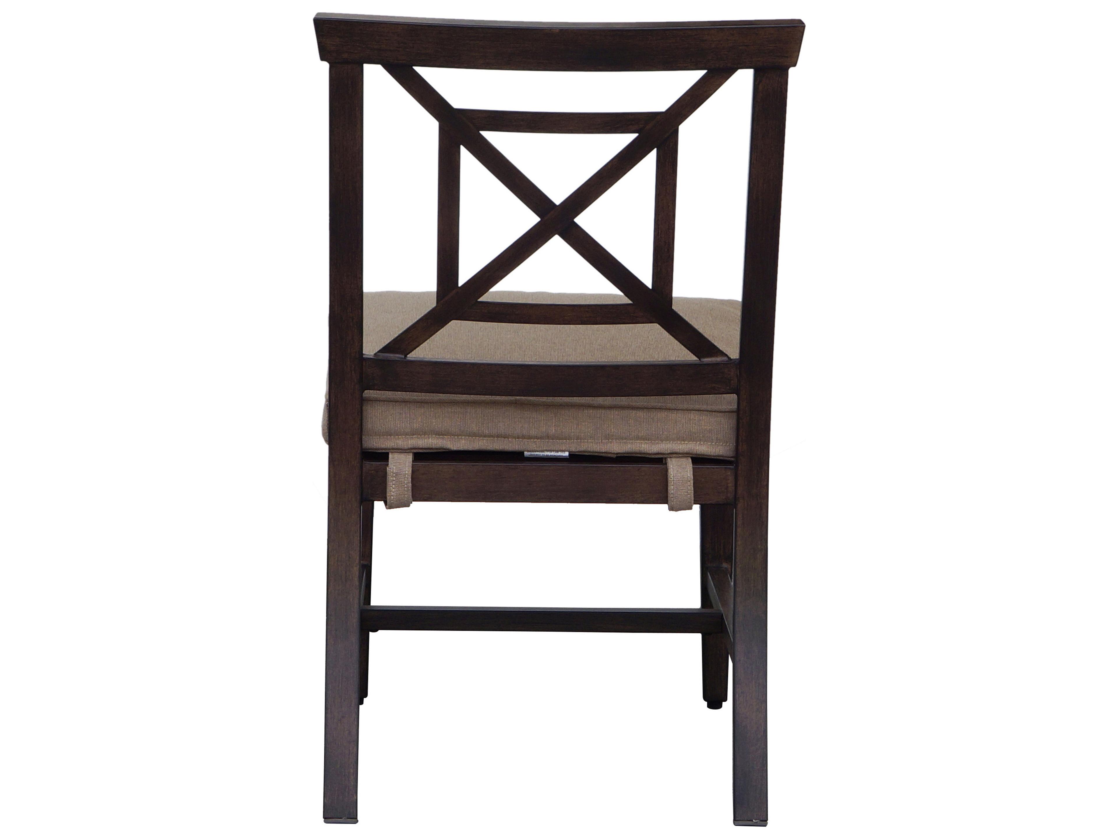 Darlee Outdoor Living Atlantis Walnut Aluminum Cushion Dining Chair in Beige