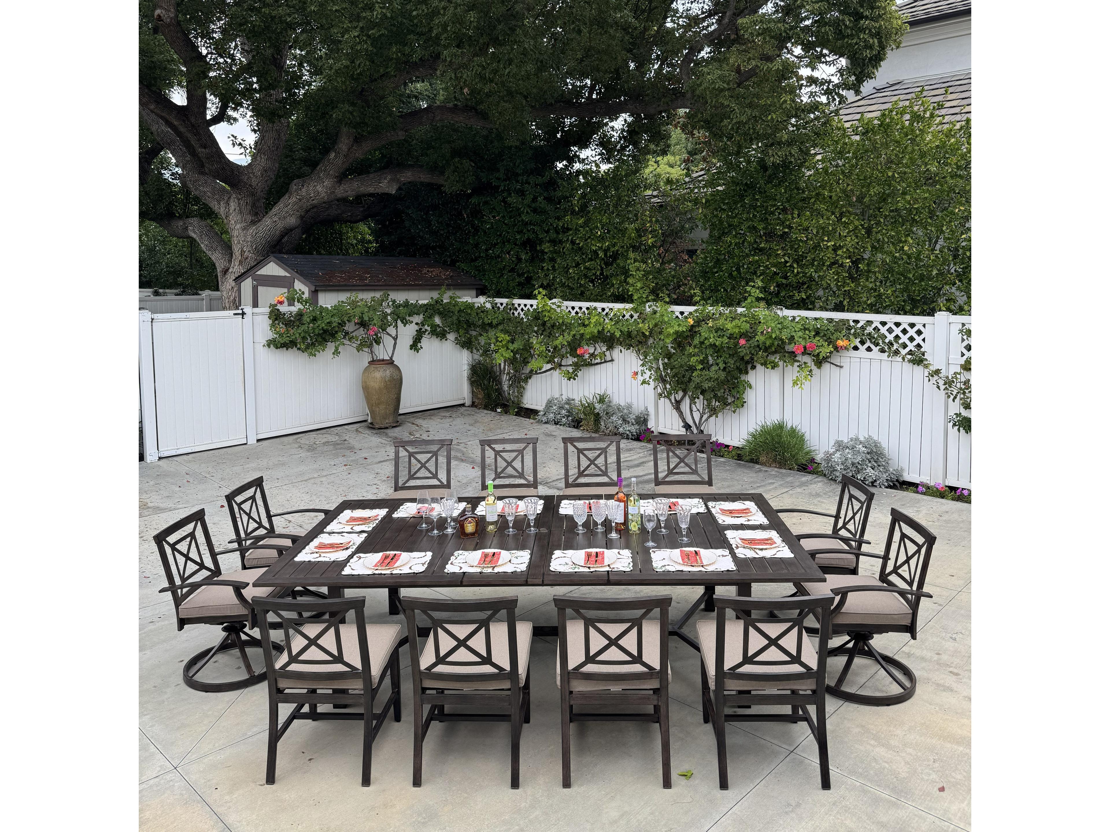 Atlantis Walnut Aluminum Dining Set
