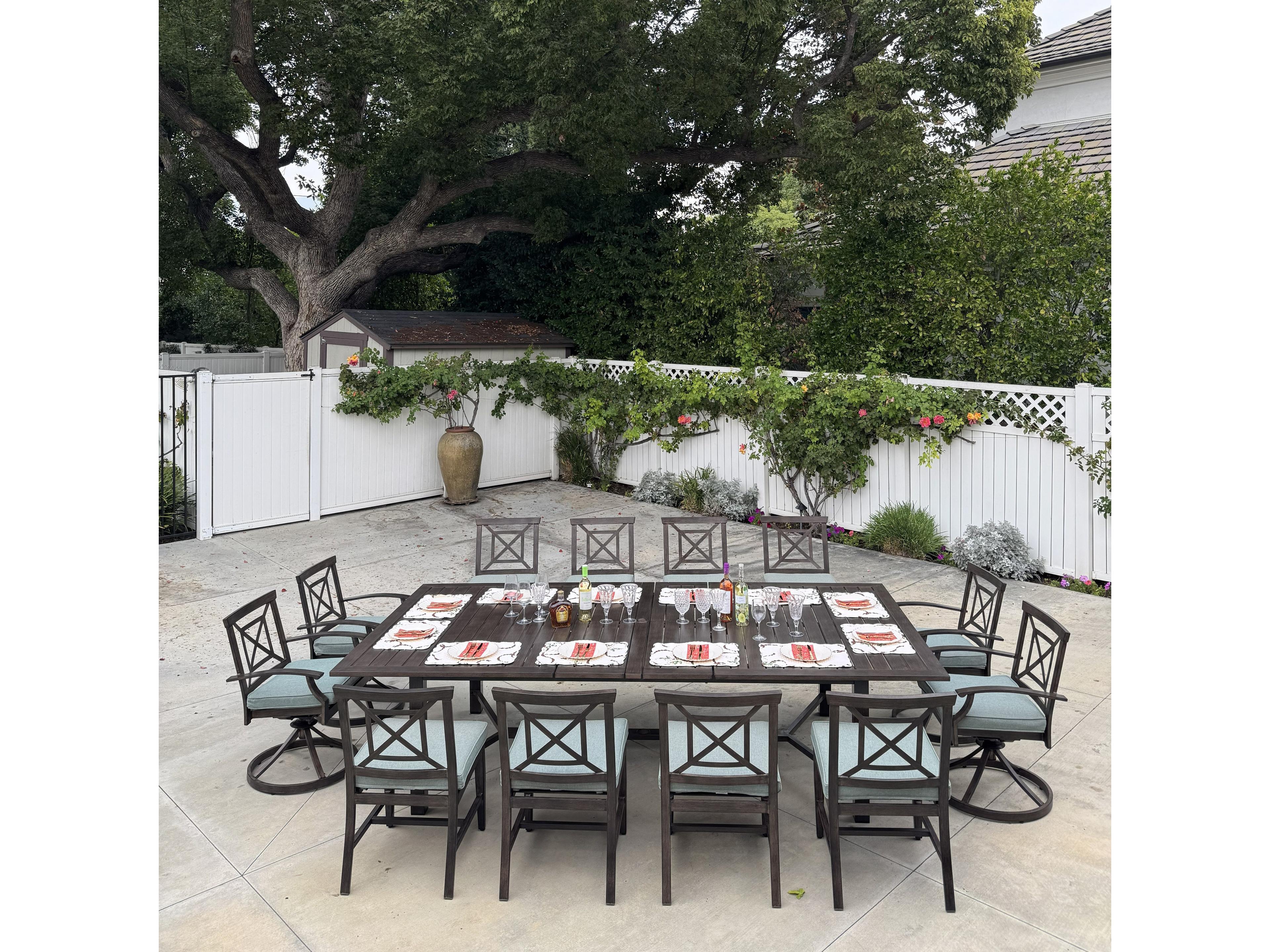 Atlantis Walnut Aluminum Dining Set