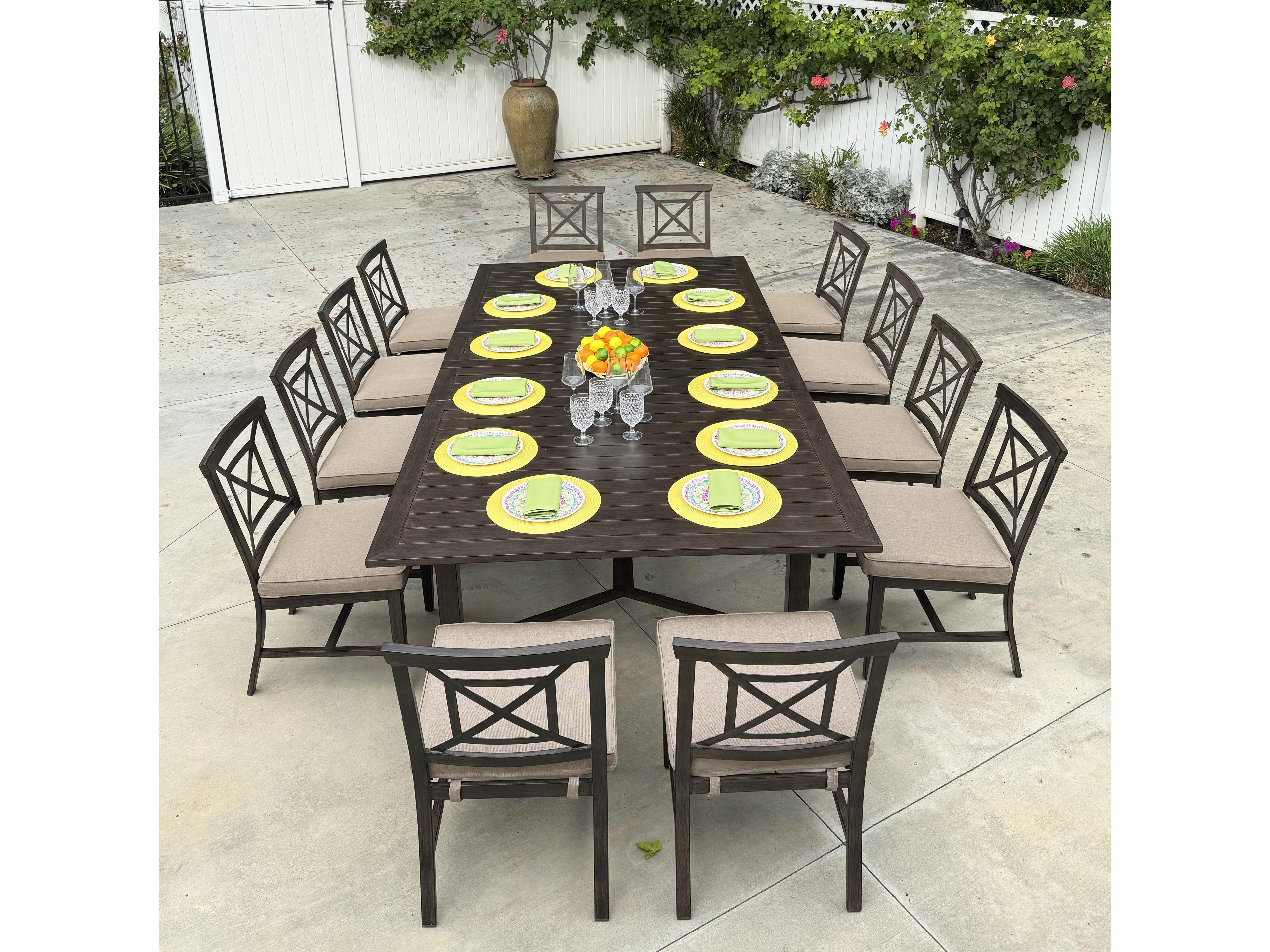 Atlantis Walnut Aluminum Dining Set