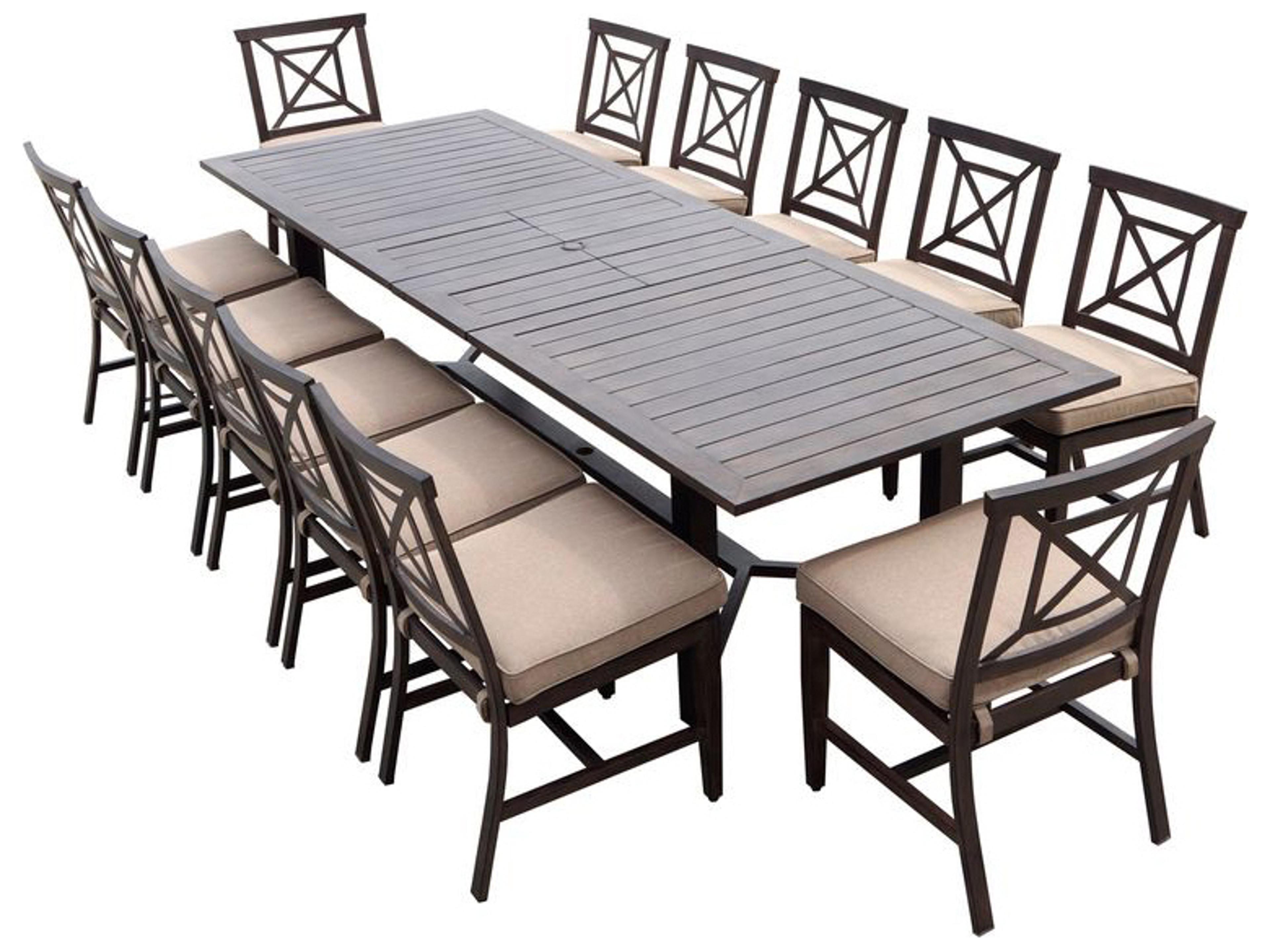 Darlee Outdoor Living Atlantis Walnut Aluminum Dining Set in Beige